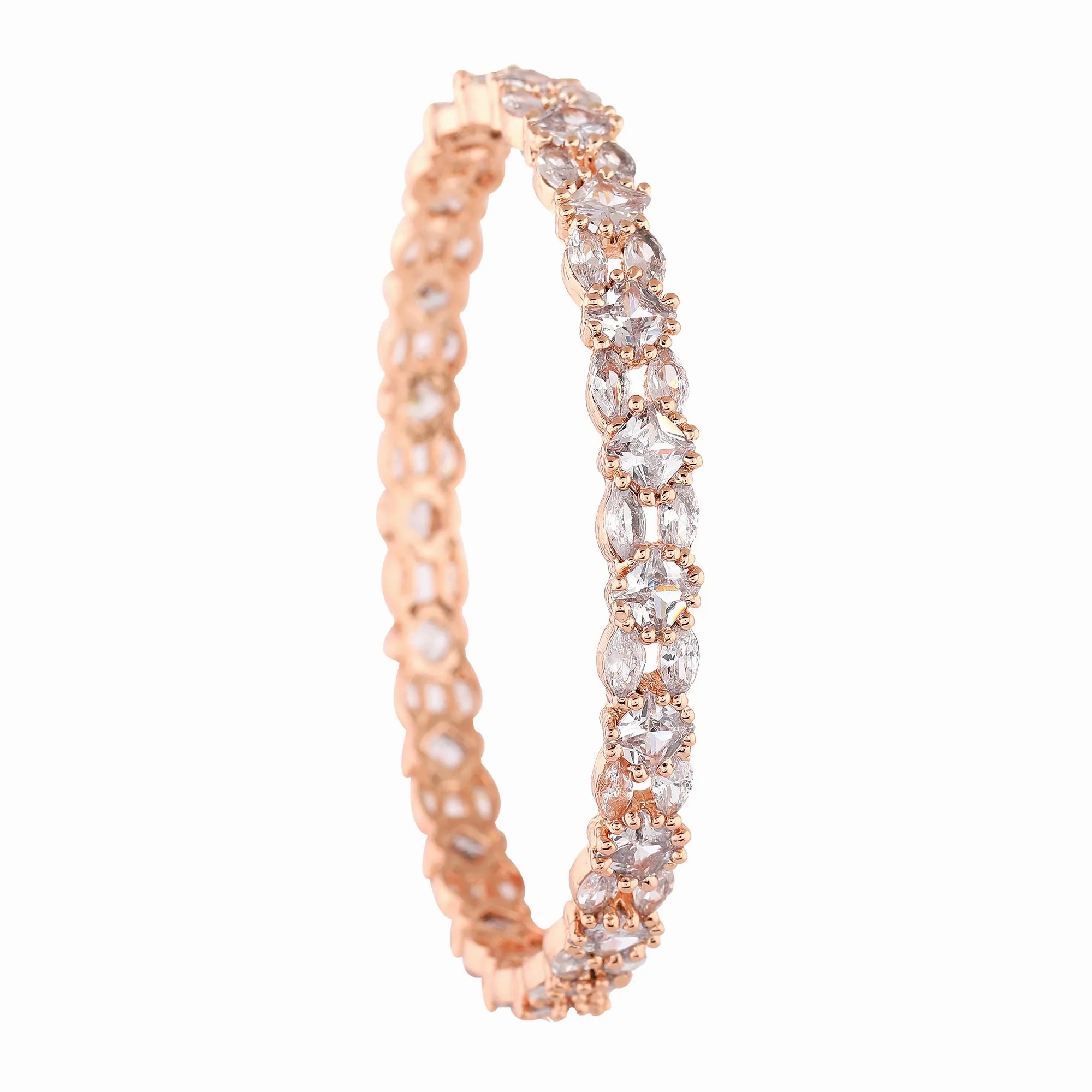 Estele Exclusive Rosegold-Plated with Stunning White American Diamond 2:6 Size Bangles |Dazzling Jewelry for Womens Special Occasions