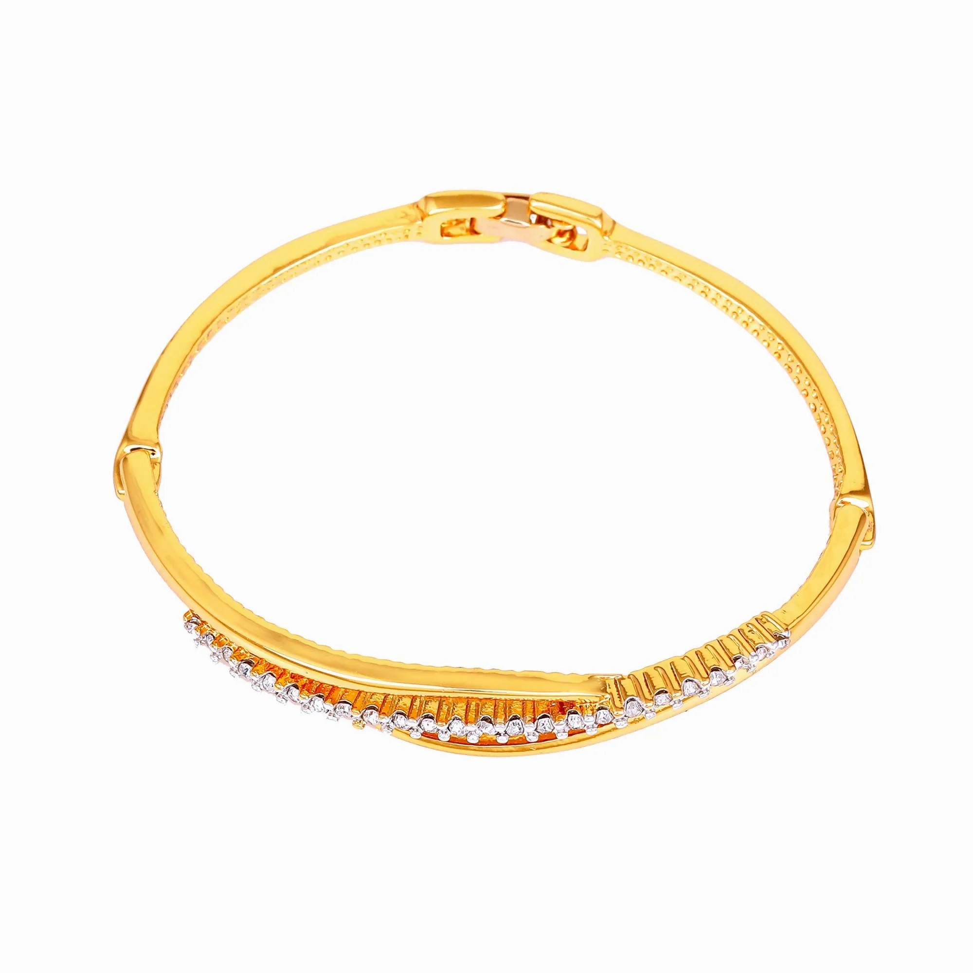 Estele Gold &amp; Rhodium Plated Glamorous Cuff Bracelet with Austrian Crystals for Women
