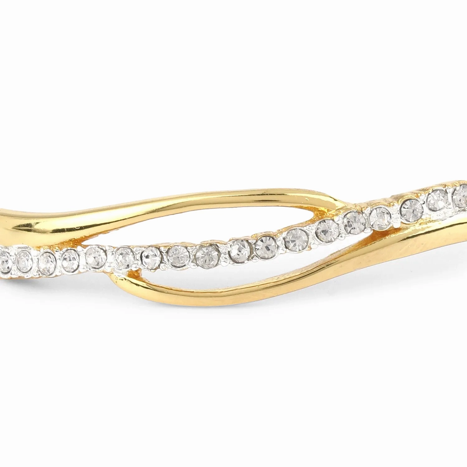 Estele Gold &amp; Rhodium Plated Glamorous Cuff Bracelet with Austrian Crystals for Women
