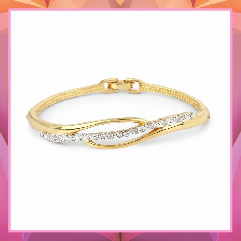 Estele Gold &amp; Rhodium Plated Glamorous Cuff Bracelet with Austrian Crystals for Women