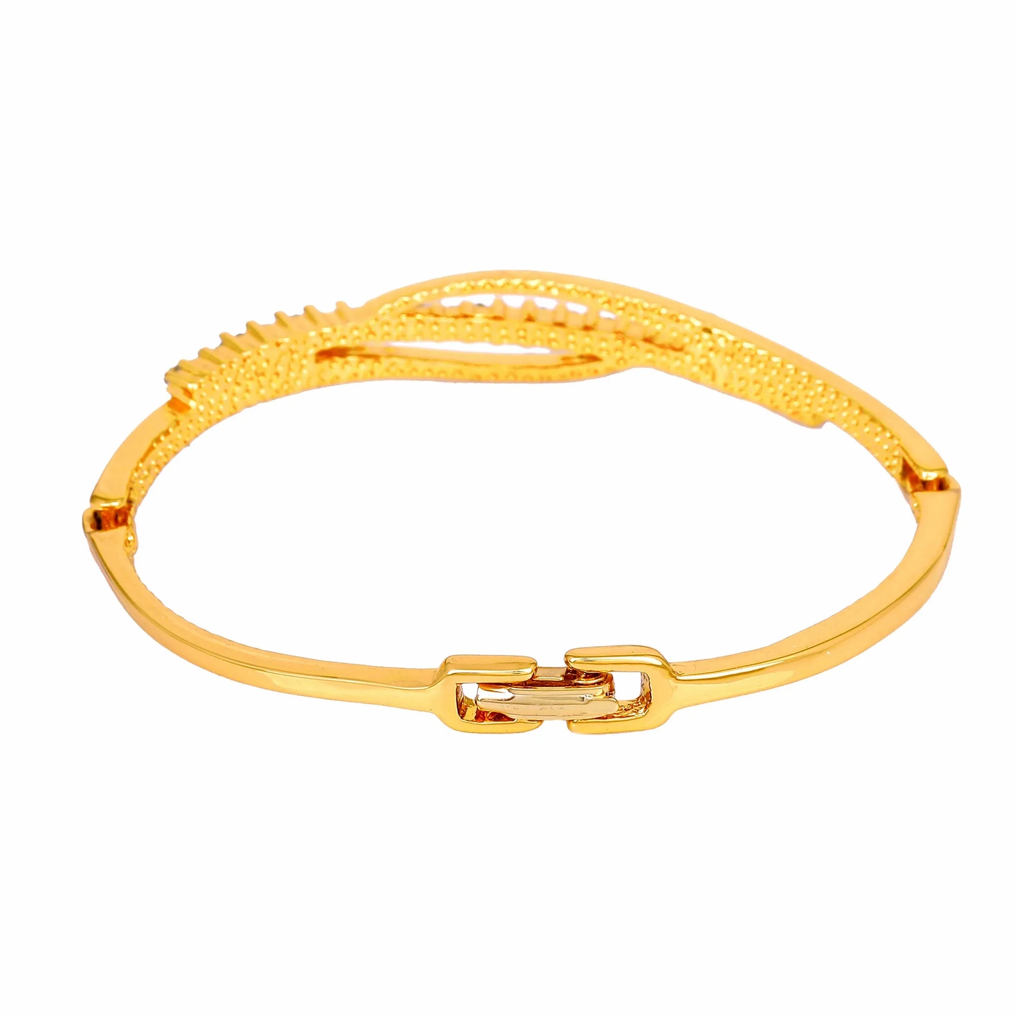 Estele Gold &amp; Rhodium Plated Glamorous Cuff Bracelet with Austrian Crystals for Women