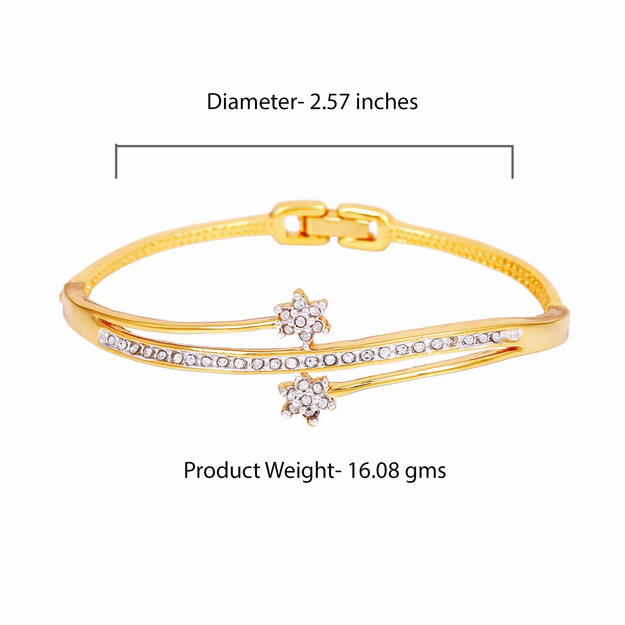 Estele Gold and Silver Plated Classic Seven Stone Twin Cuff Bracelet for women