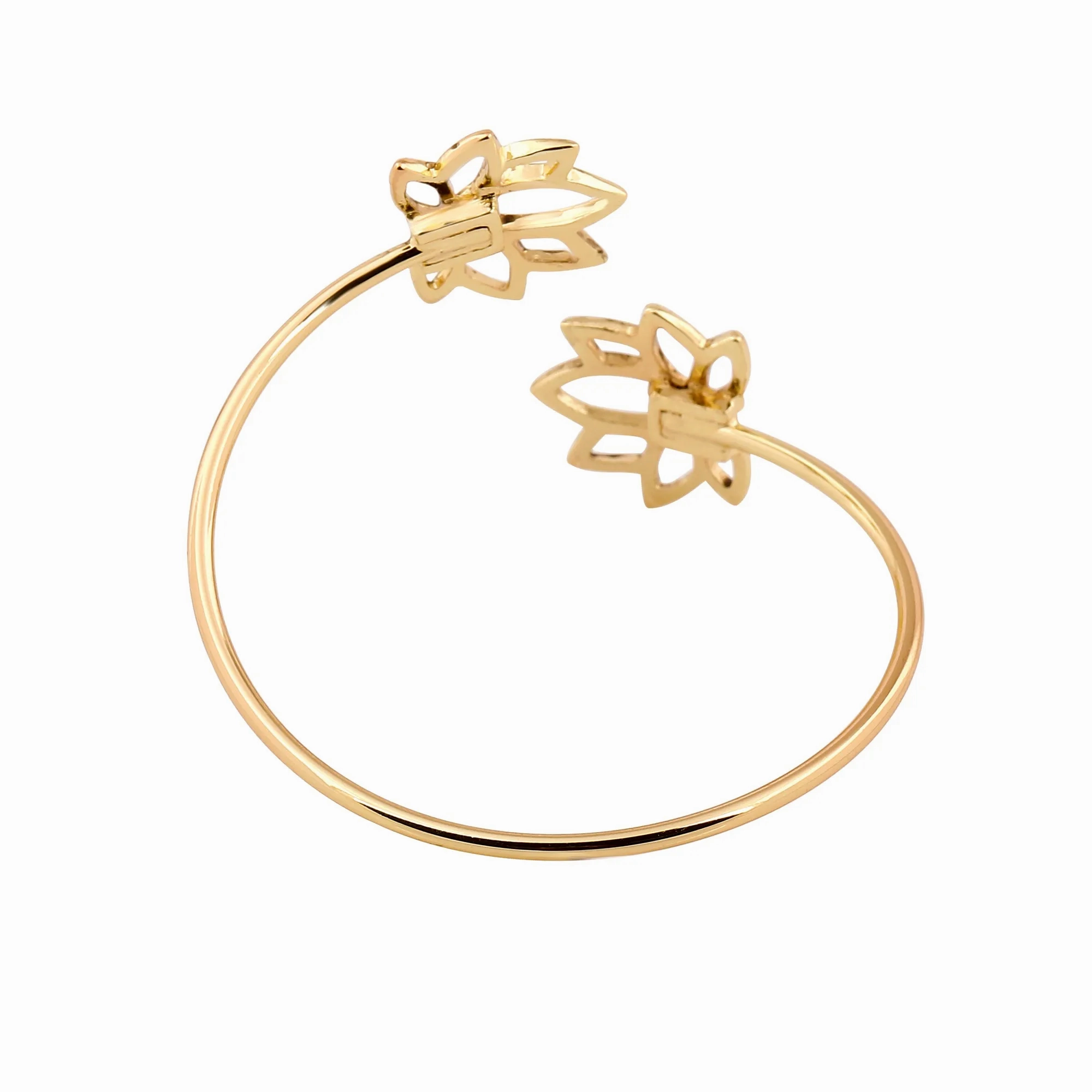 Estele Gold Plated Antique Floret Lotus Bracelet for Women