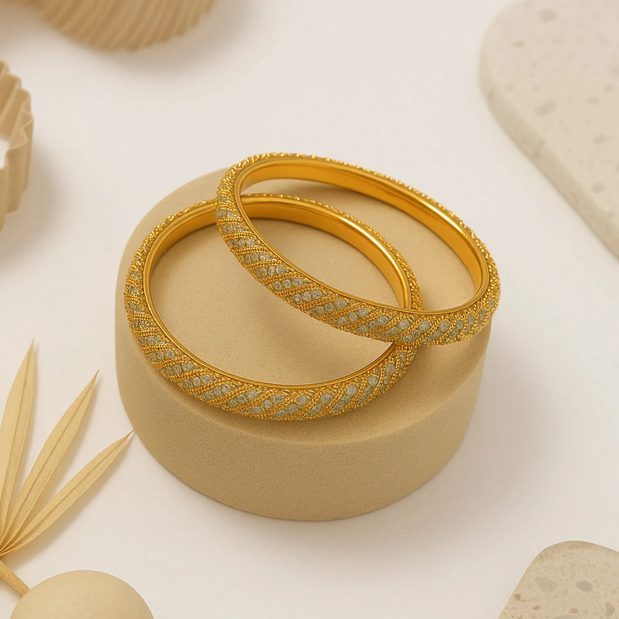 Estele Gold Plated CZ Stone Bangles for Women ?C Size 2.6 ?C Sparkling Design for Weddings, Party Wear &amp; Everyday Glam ?C OSBR-VK11731-26 BANGLE
