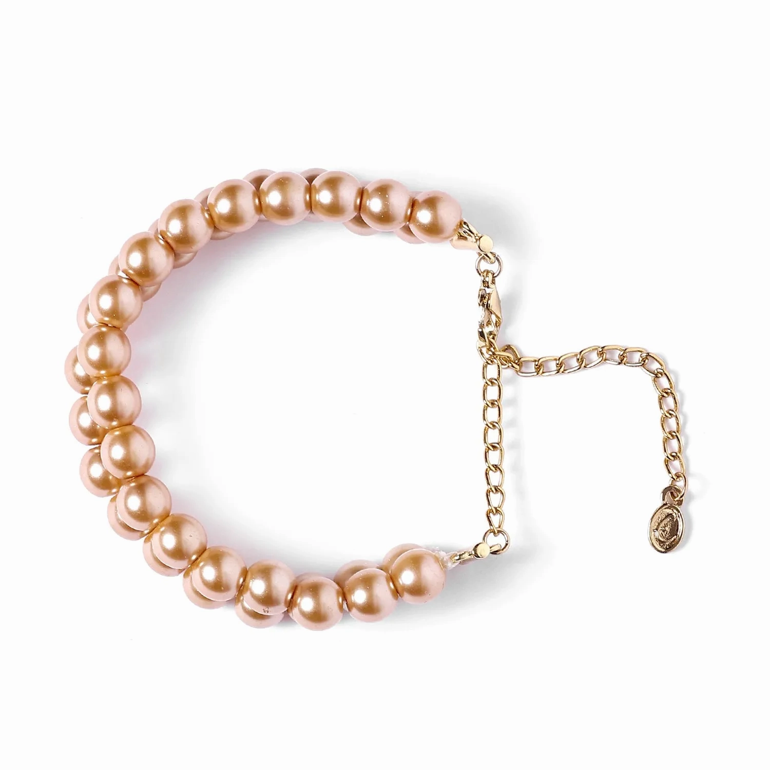 Estele Gold Plated Elegant &amp; Modern Two-Line Glowing Golden Pearl Bracelet for Girls &amp; Women