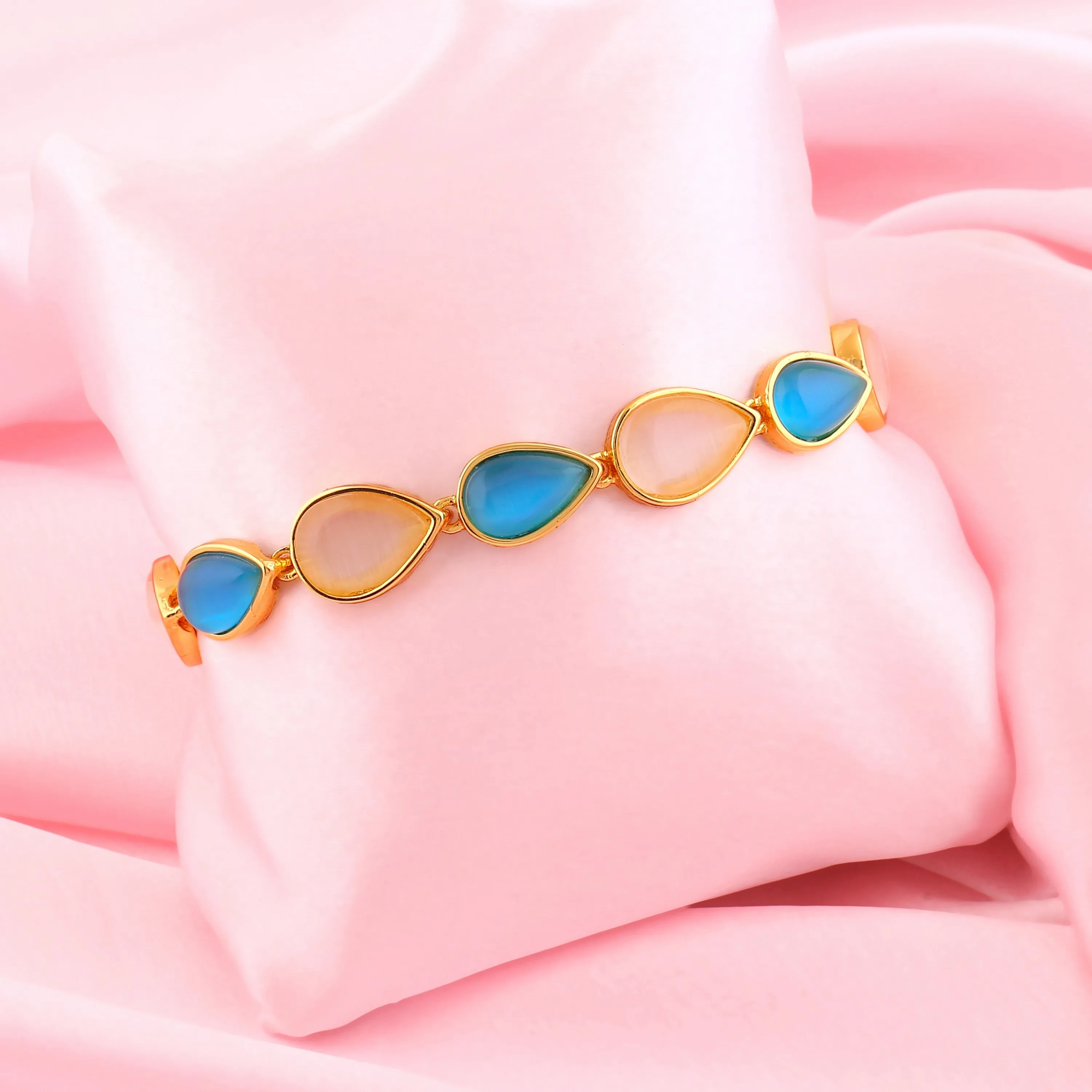 Estele Gold Plated Pear Designer Bracelet for Women
