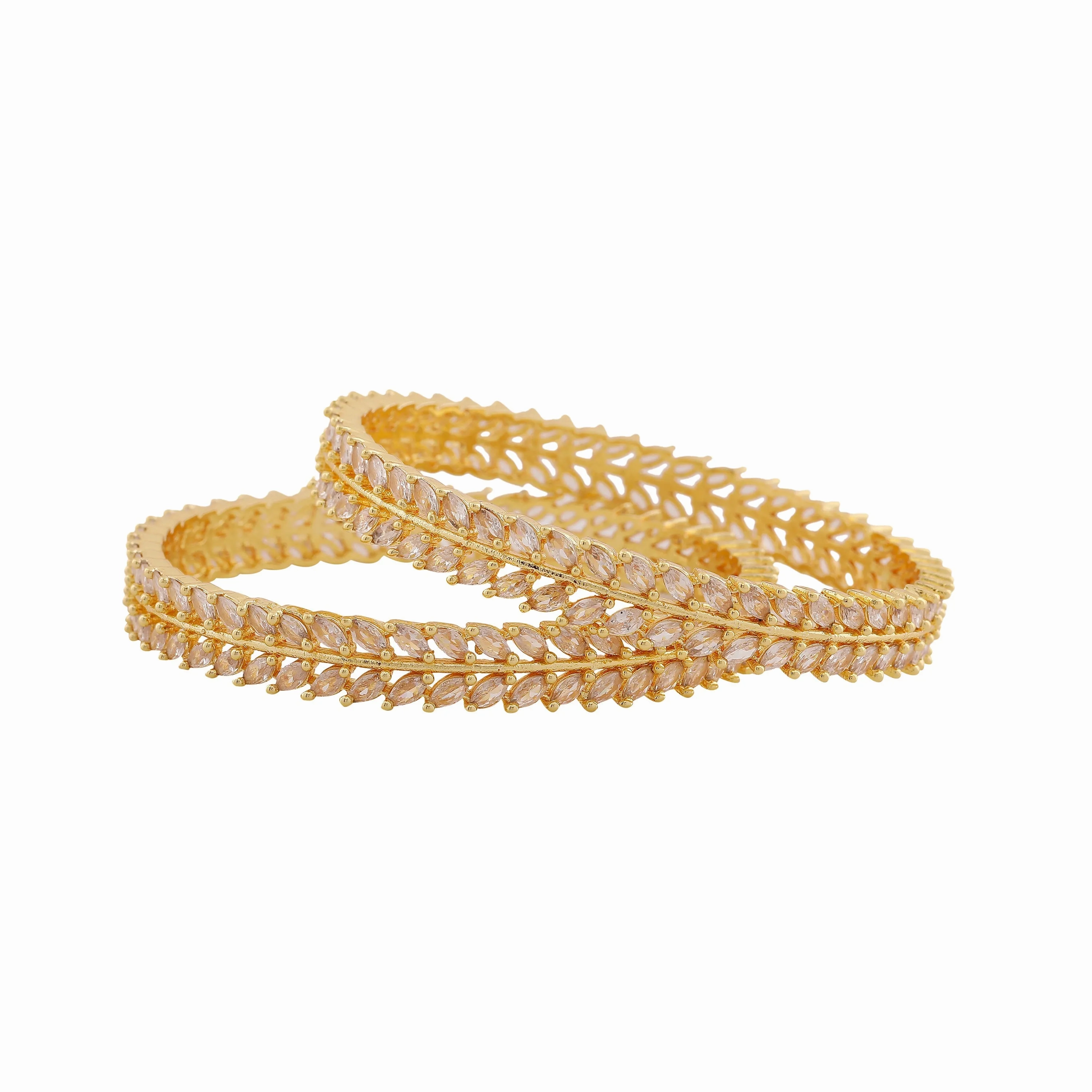 Estele Gold Plated Sparkling White American Diamond Bangles|Available Sizes in 2:6 &amp; 2:8|A Dazzling Choice for Modern Women