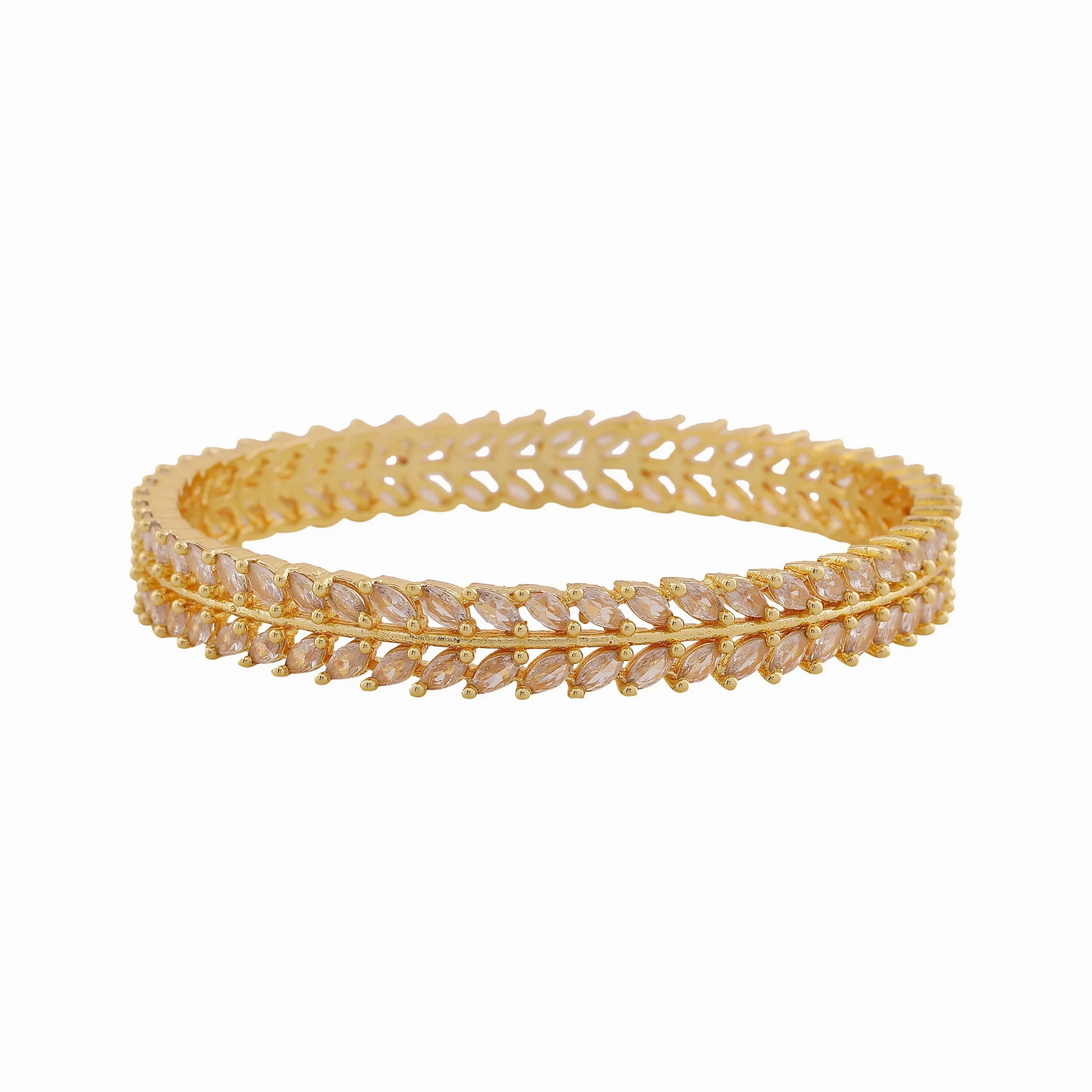 Estele Gold Plated Sparkling White American Diamond Bangles|Available Sizes in 2:6 &amp; 2:8|A Dazzling Choice for Modern Women