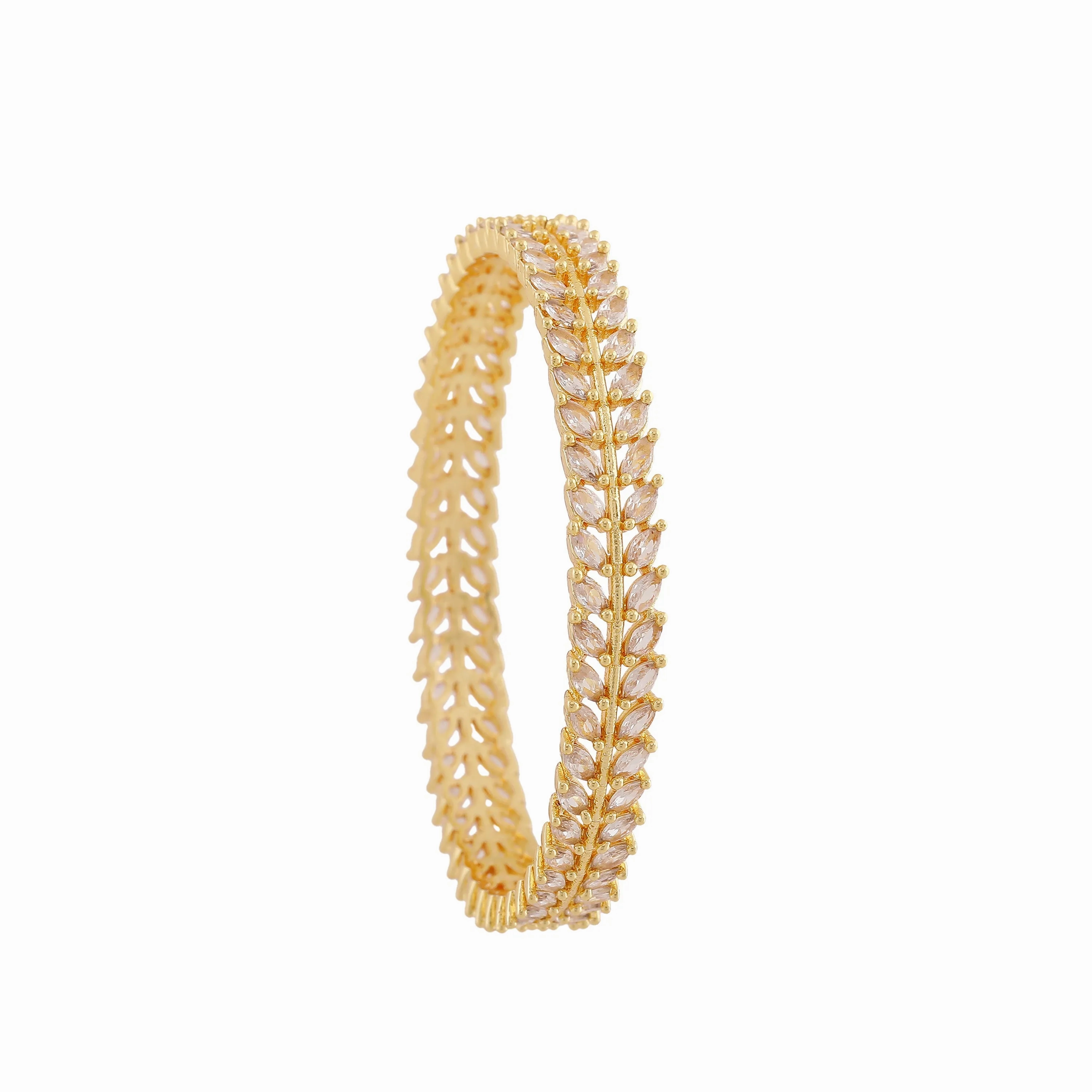 Estele Gold Plated Sparkling White American Diamond Bangles|Available Sizes in 2:6 &amp; 2:8|A Dazzling Choice for Modern Women