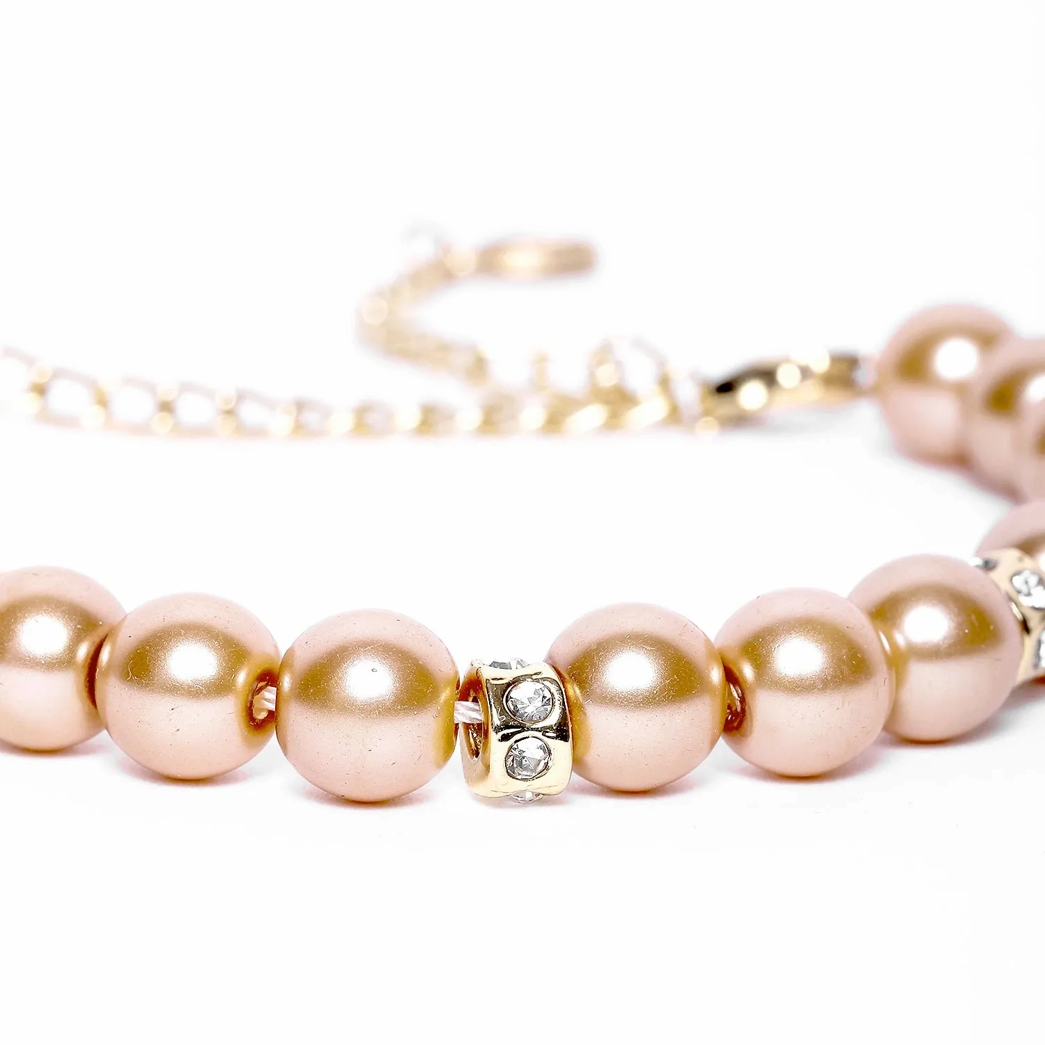 Estele Gold Plated Trendy &amp; Refined Single Line Purple Pearl Bracelet with White Crystals for Girls and Women