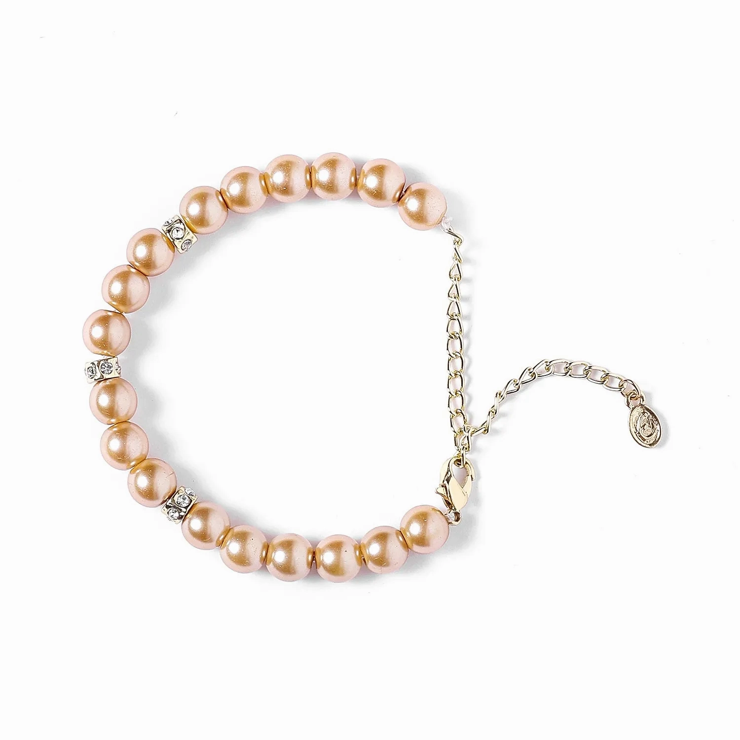 Estele Gold Plated Trendy &amp; Refined Single Line Purple Pearl Bracelet with White Crystals for Girls and Women