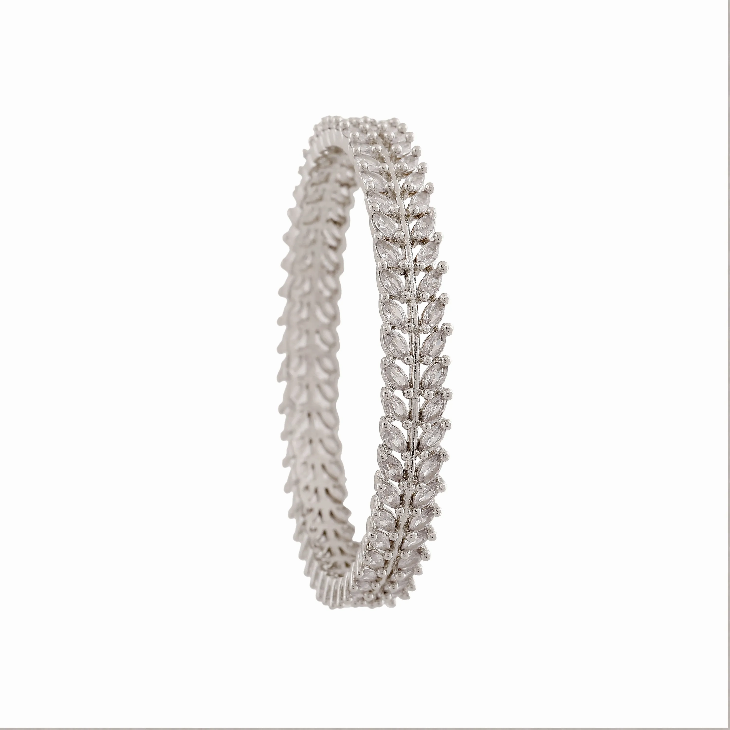 Estele Rhodium Plated Luxurious White American Diamond Bangles | Available Sizes in 2:6 &amp; 2:8|A Dazzling Choice for Modern Women