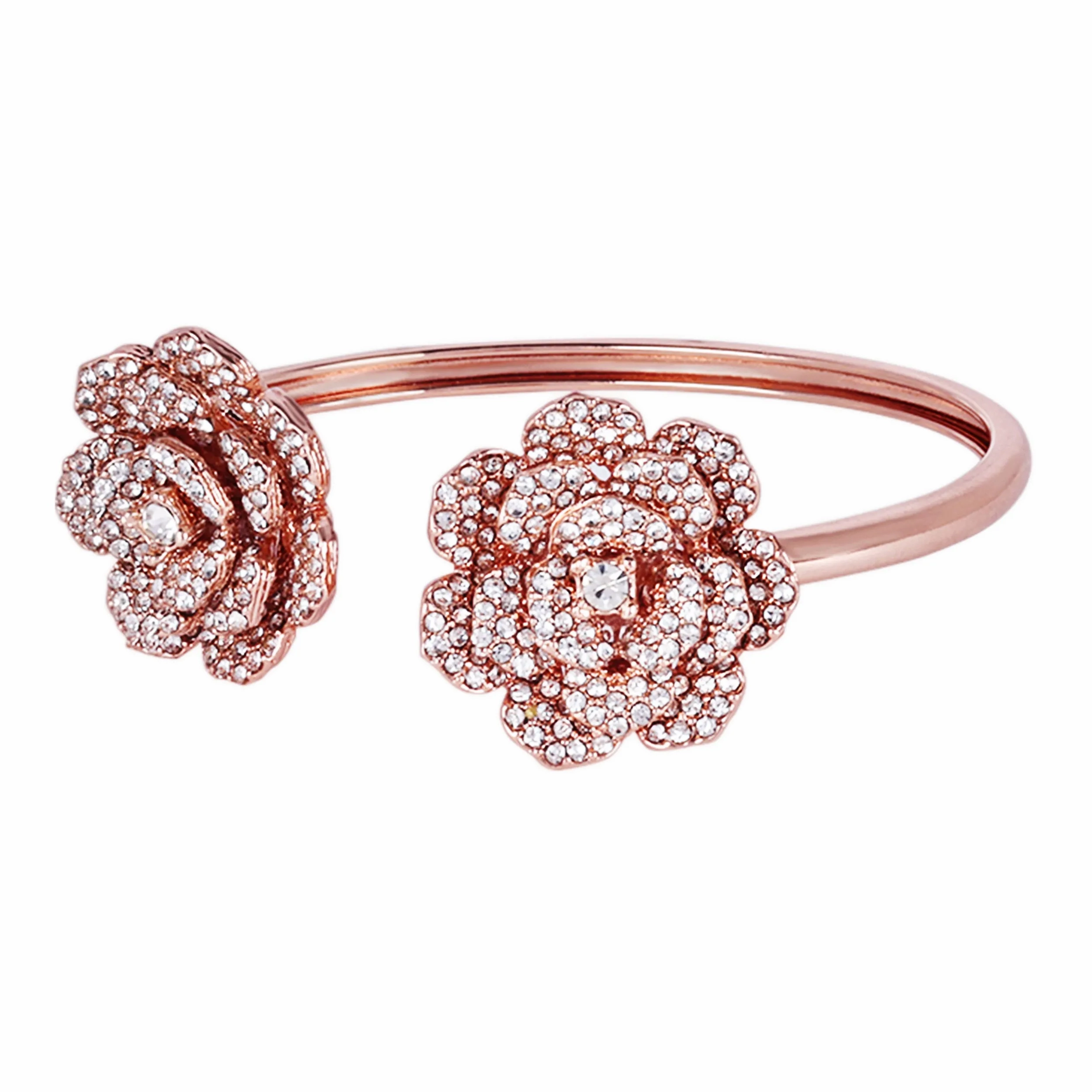 Estele Rose Collectiona??? Elegant Rose Motif Cuff Bracelet: Exclusive Rosegold Plated Floral Design for Womena??? Perfect for Stylish Daywear &amp; Evening Glam