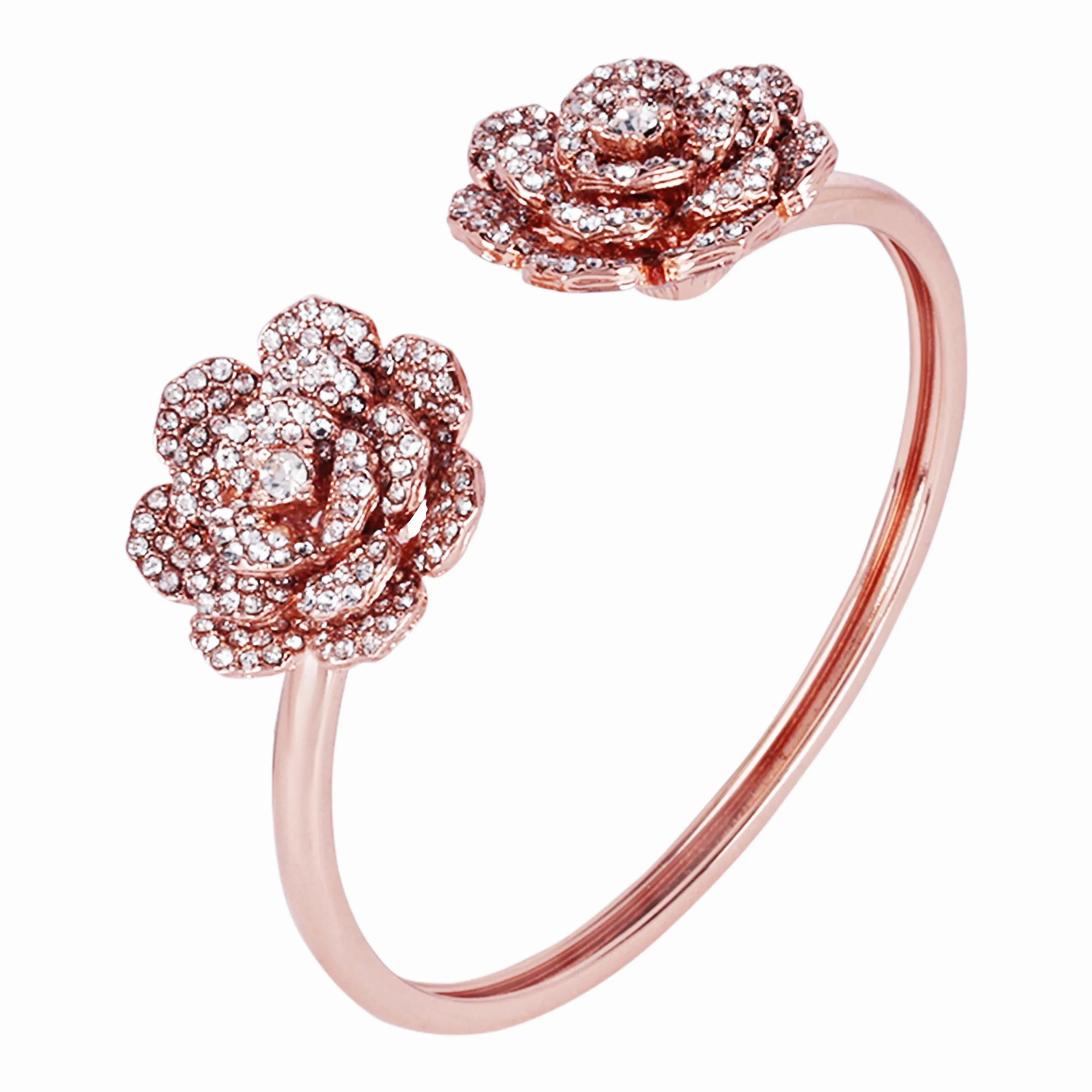 Estele Rose Collectiona??? Elegant Rose Motif Cuff Bracelet: Exclusive Rosegold Plated Floral Design for Womena??? Perfect for Stylish Daywear &amp; Evening Glam