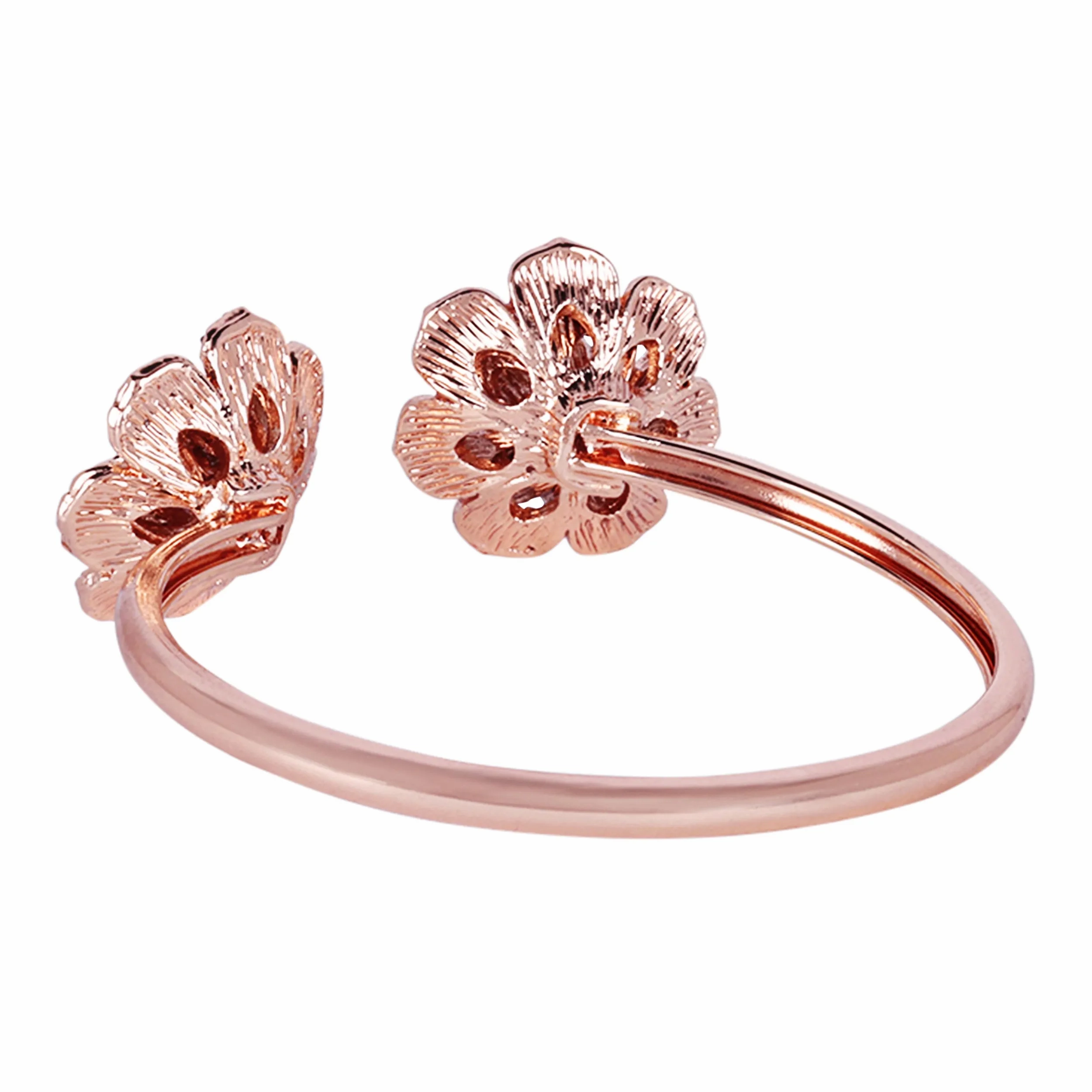 Estele Rose Collectiona??? Elegant Rose Motif Cuff Bracelet: Exclusive Rosegold Plated Floral Design for Womena??? Perfect for Stylish Daywear &amp; Evening Glam