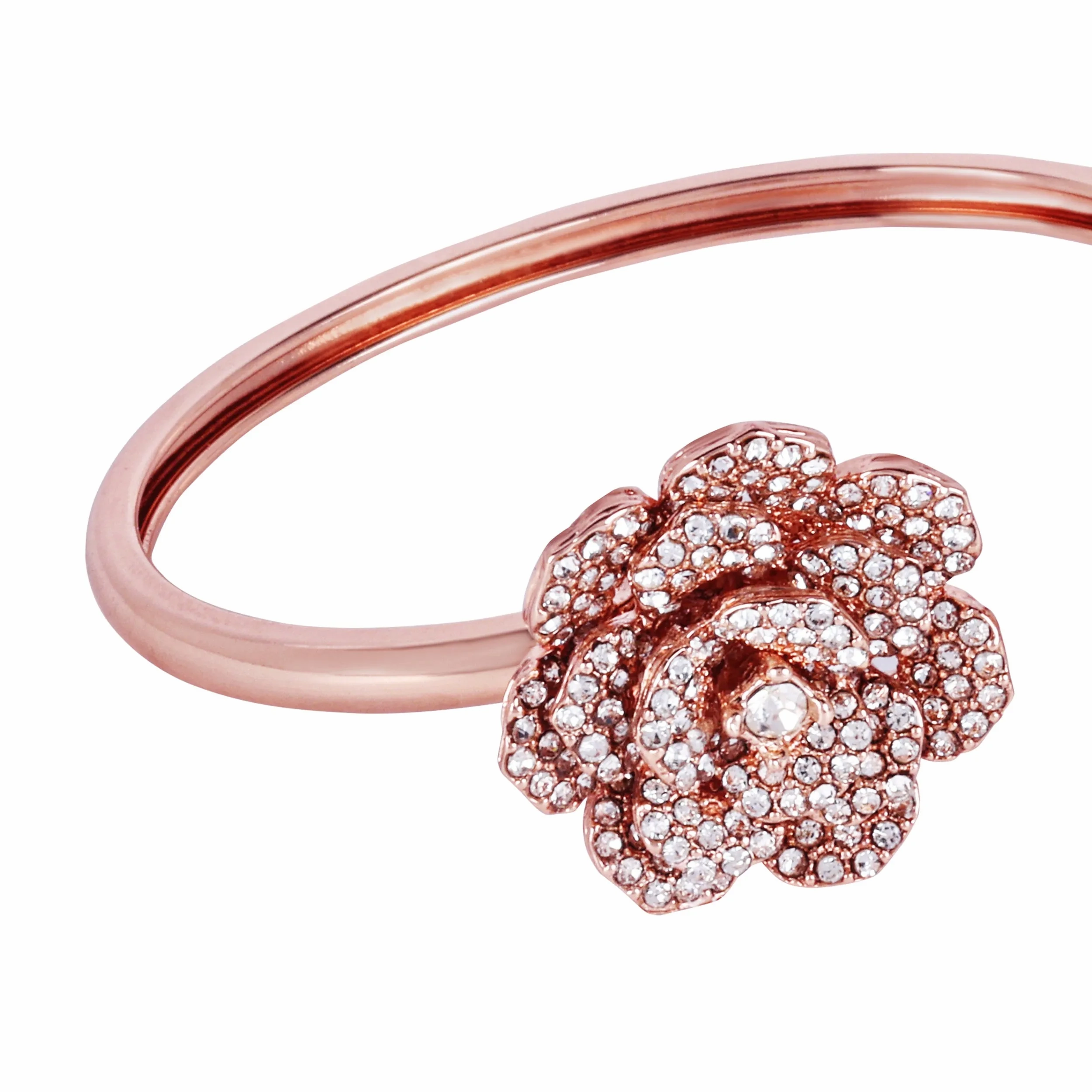 Estele Rose Collectiona??? Elegant Rose Motif Cuff Bracelet: Exclusive Rosegold Plated Floral Design for Womena??? Perfect for Stylish Daywear &amp; Evening Glam