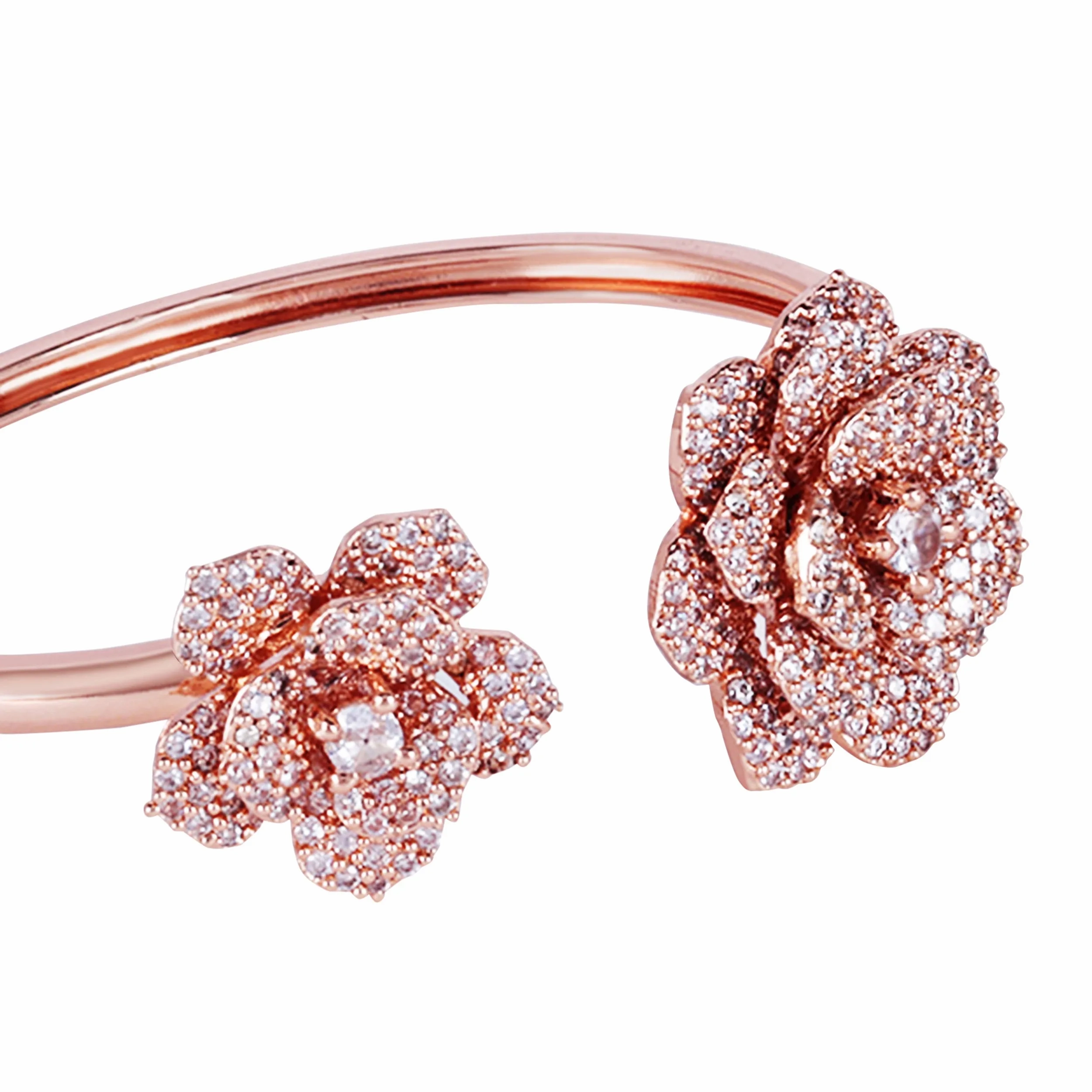 Estele Rose Collectiona??? Exclusive Rose Motif Cuff Bracelet for Women with Premium Rosegold Finish|Adjustable &amp; Comfort Fit for All Wrist Sizes
