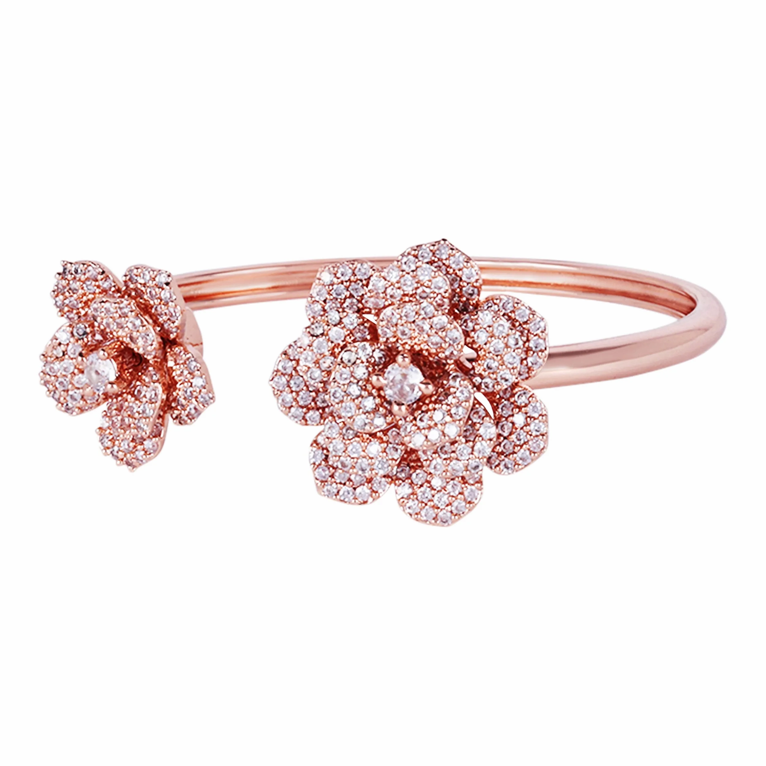 Estele Rose Collectiona??? Exclusive Rose Motif Cuff Bracelet for Women with Premium Rosegold Finish|Adjustable &amp; Comfort Fit for All Wrist Sizes