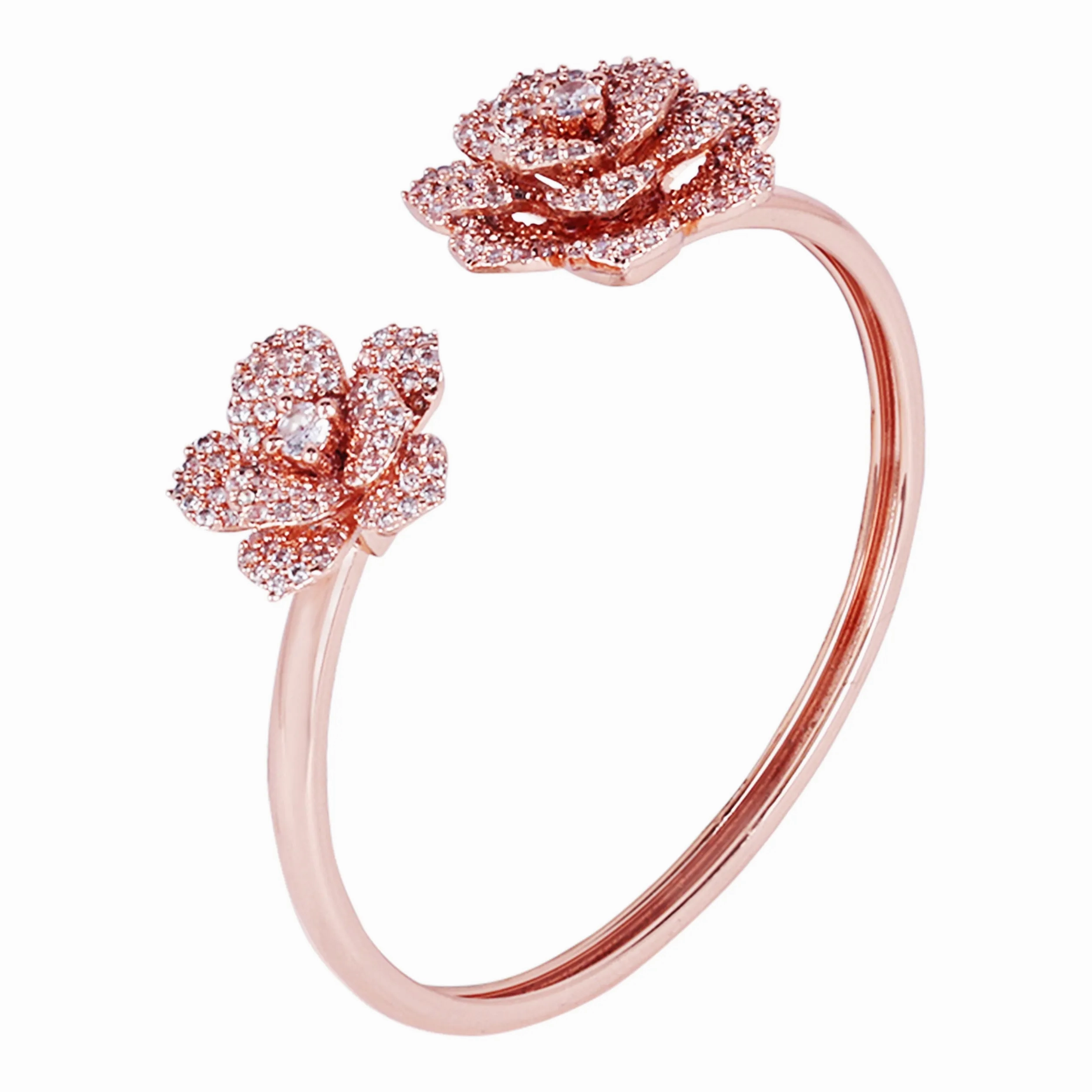 Estele Rose Collectiona??? Exclusive Rose Motif Cuff Bracelet for Women with Premium Rosegold Finish|Adjustable &amp; Comfort Fit for All Wrist Sizes