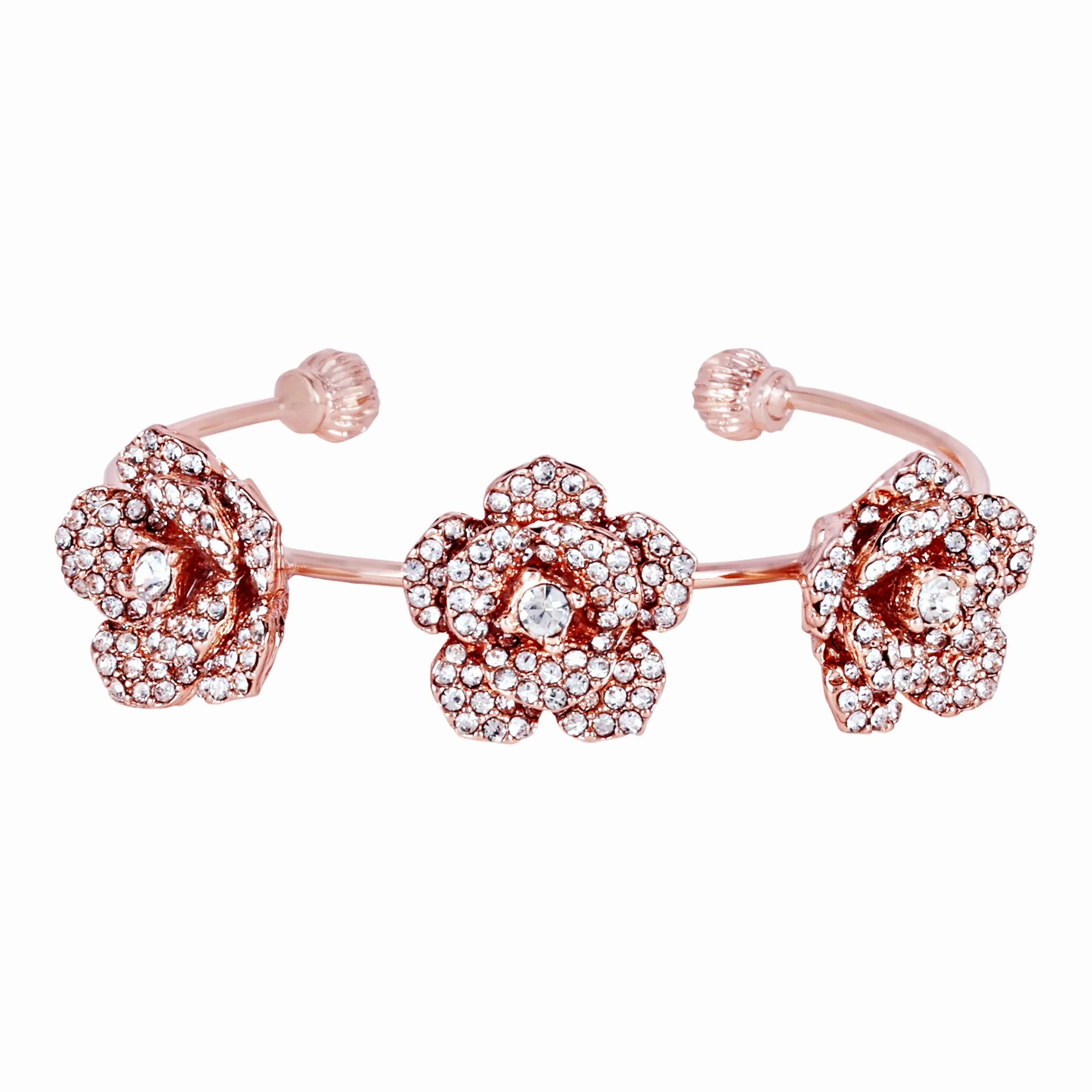 Estele Rose Collectiona??? Sophisticated Rose Motif Cuff Bracelet: Premium Rosegold Plated with Beautiful Floral Designa??? Ideal Jewelry for Elegant Looks