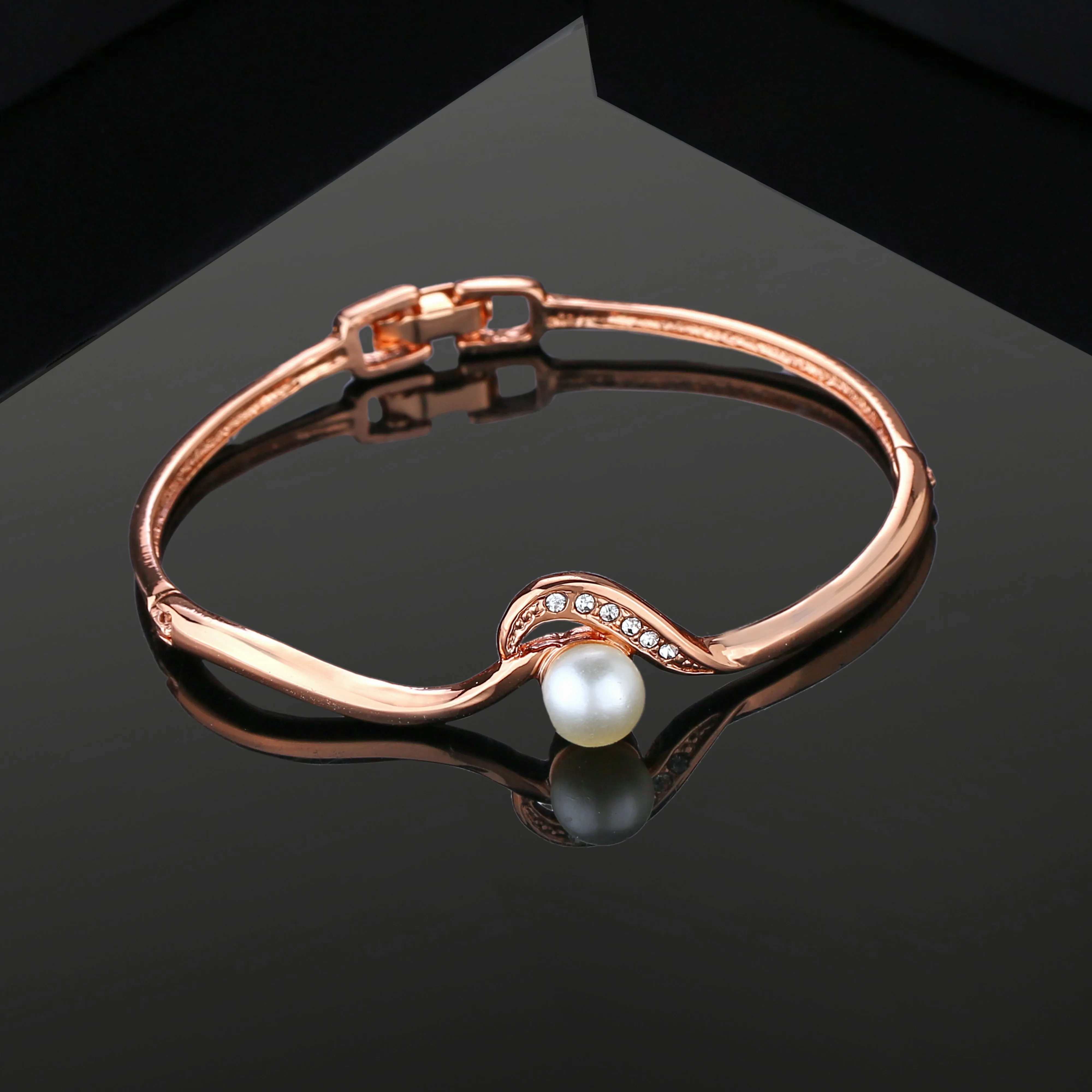 Estele Rose Gold Plated Sparkling Pearl Bracelet for Women