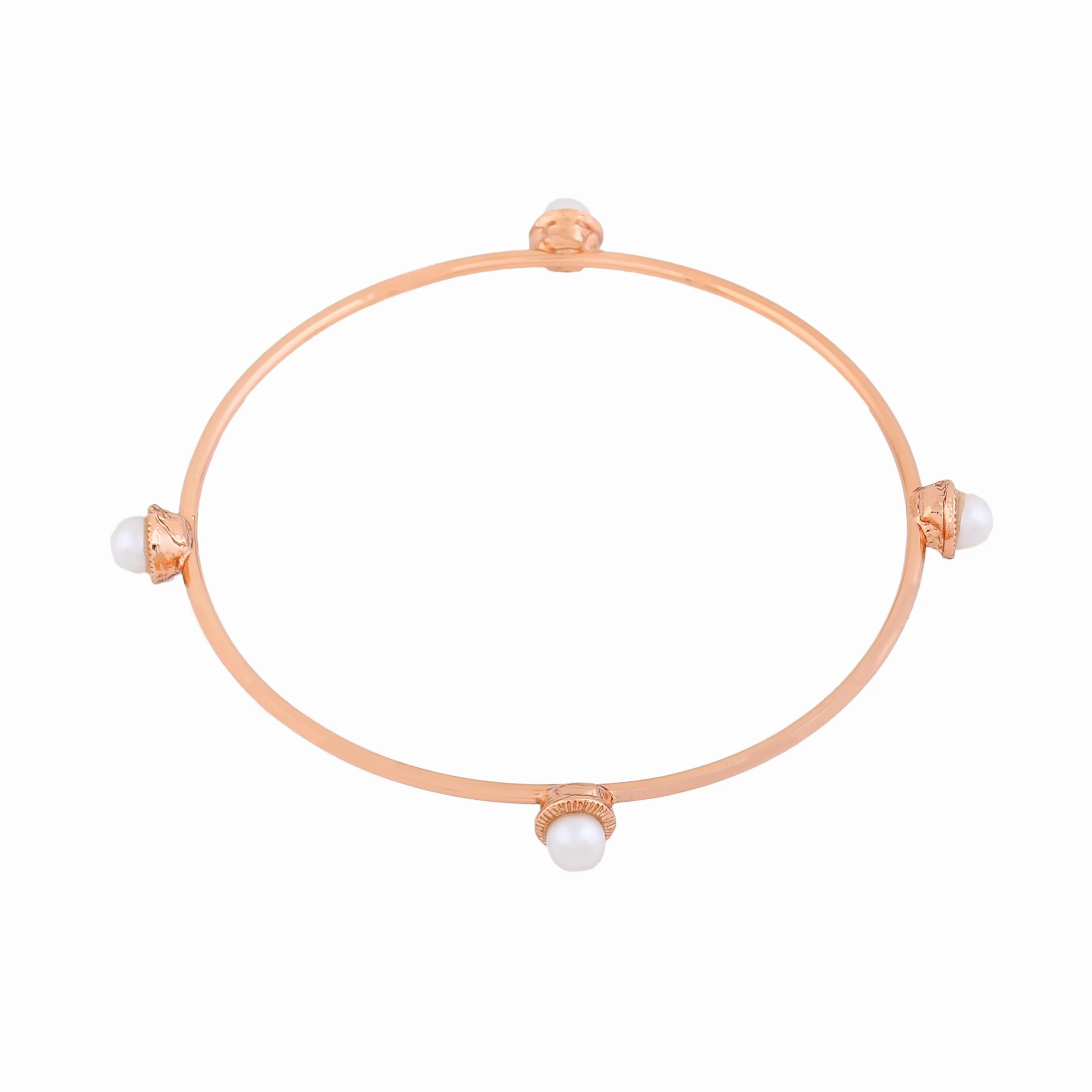 Estele Rose Gold Plated Stylish Bracelet with Pearl for Women