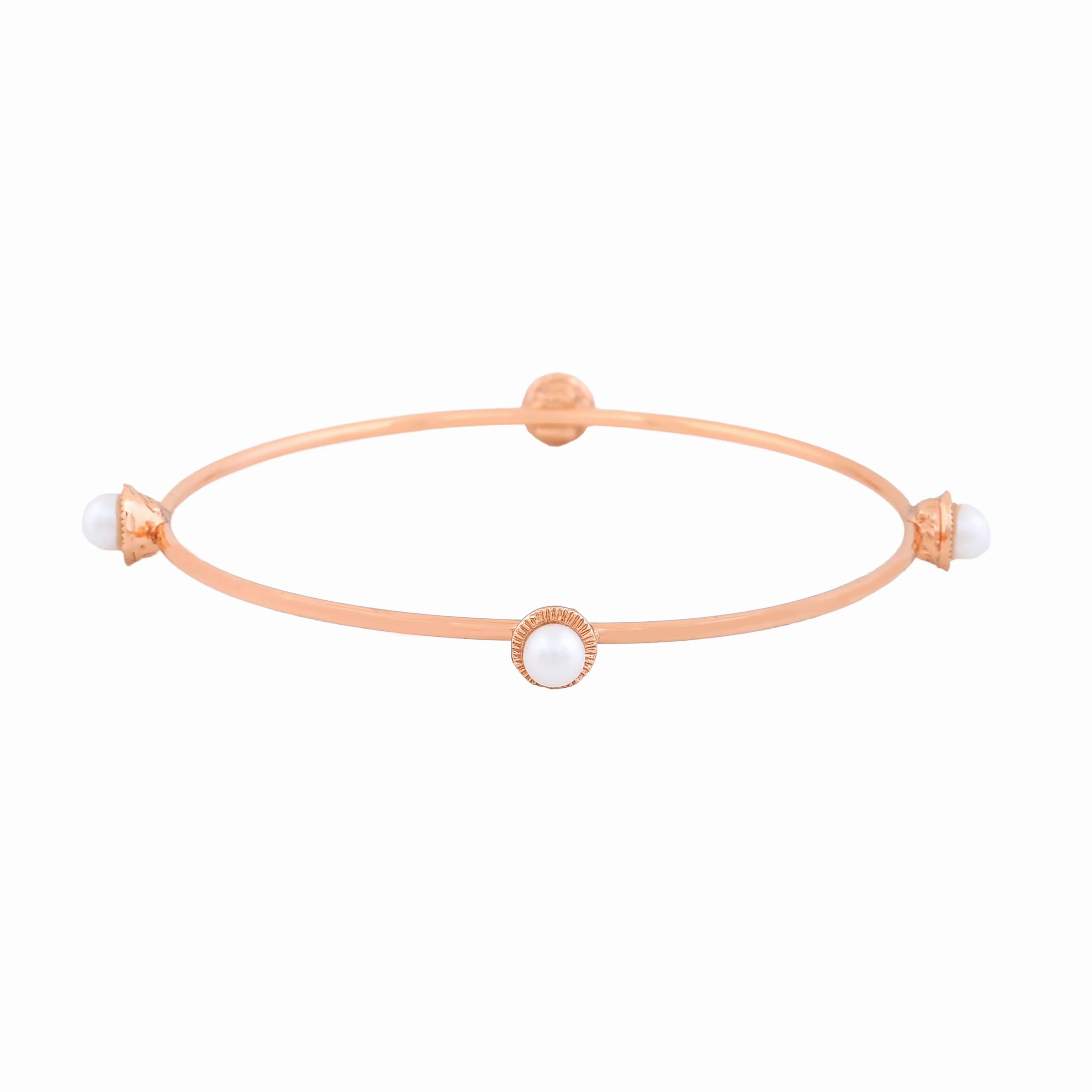 Estele Rose Gold Plated Stylish Bracelet with Pearl for Women