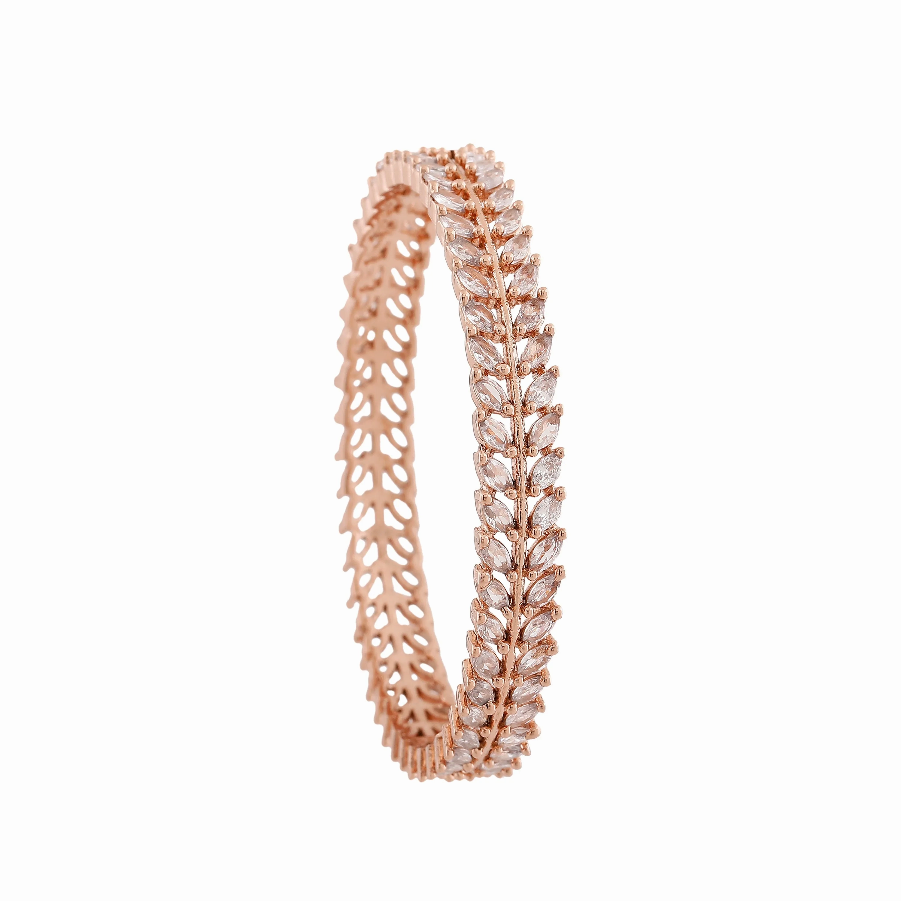 Estele Rosegold Plated Charming White American Diamond Bangles|Available Sizes in 2:6 &amp; 2:8|A Dazzling Choice for Modern Women