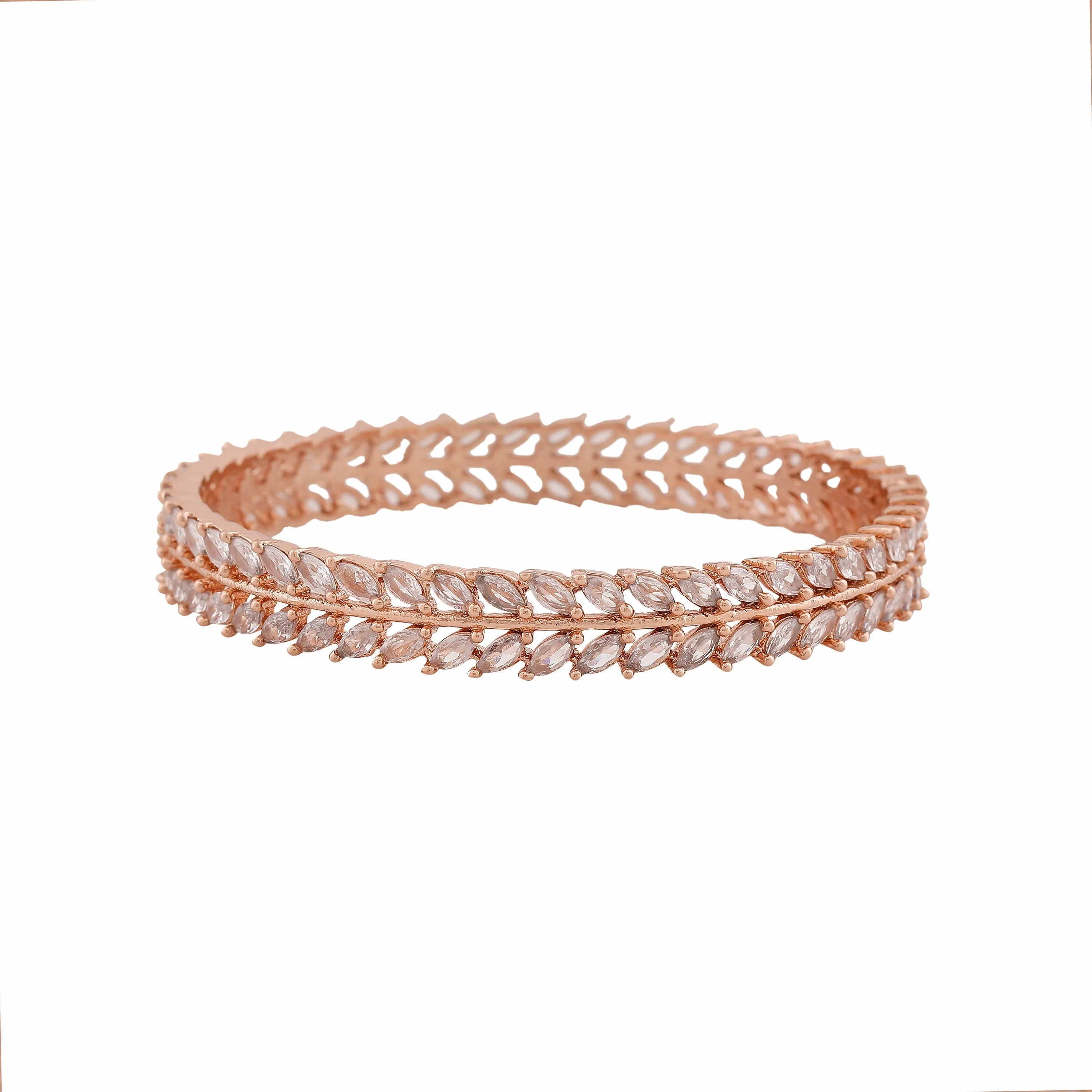 Estele Rosegold Plated Charming White American Diamond Bangles|Available Sizes in 2:6 &amp; 2:8|A Dazzling Choice for Modern Women