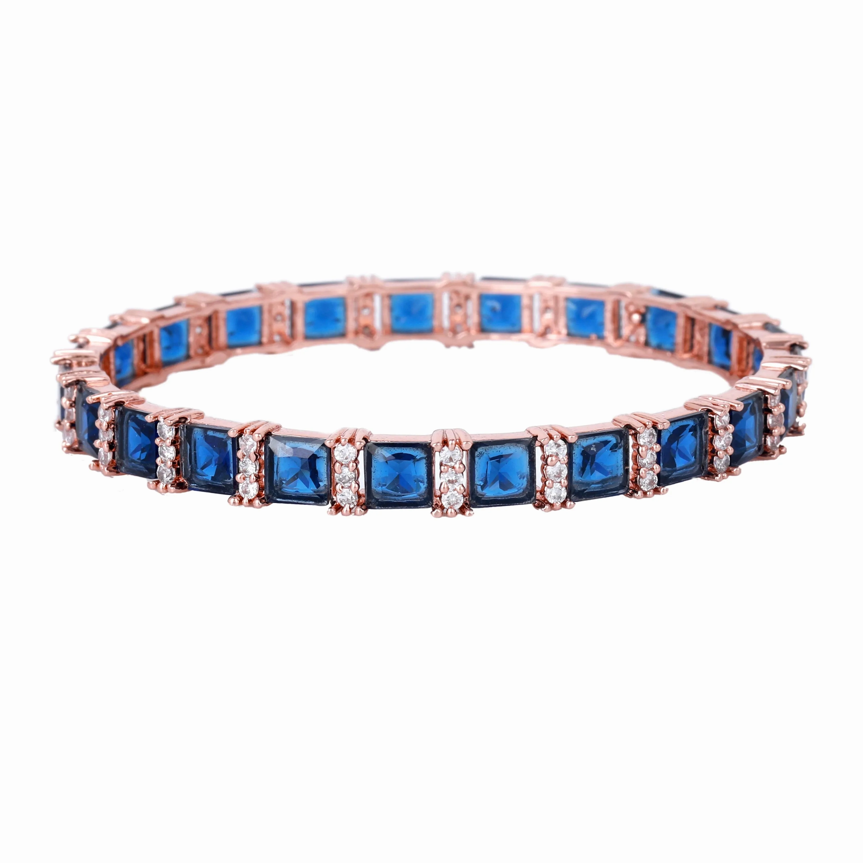 Estele Rosegold Plated Gorgeous Blue American Diamond Bangles Set for Women | Sizes 2:4, 2:6 &amp; 2:8 | A Must-Have Accessory for All Occasions