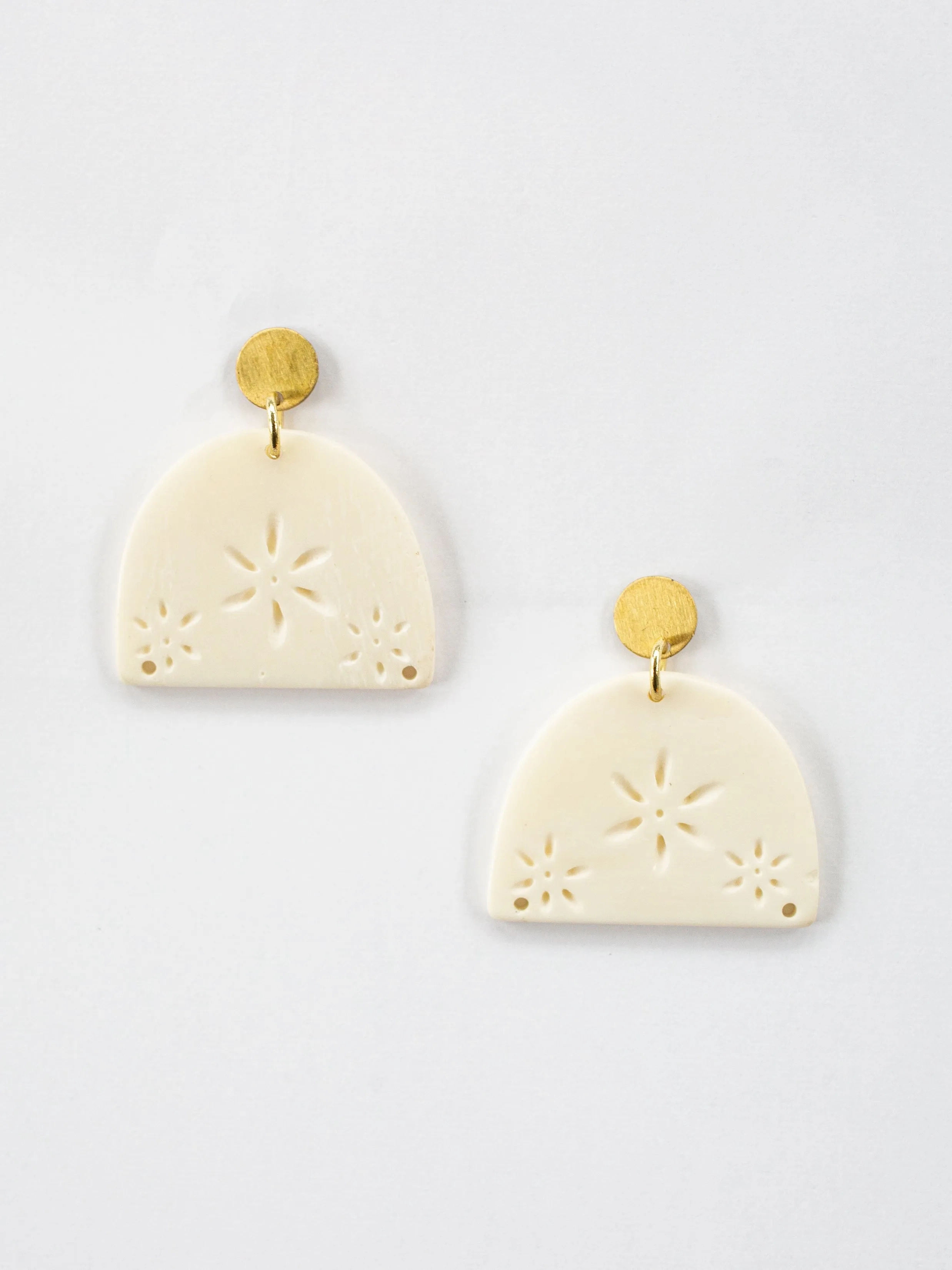 Etched Bone Earrings - White