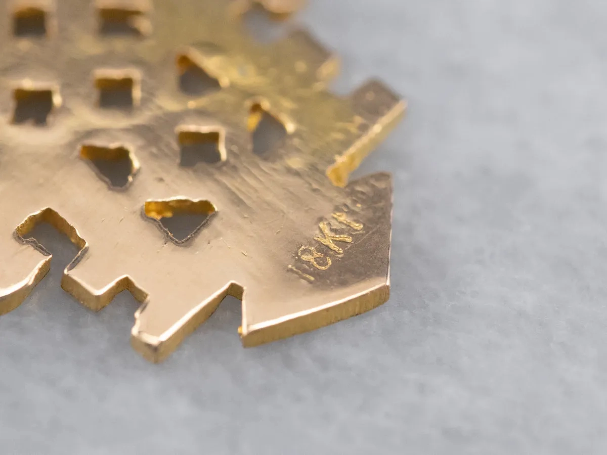 Etched Gold Ethiopian Cross Stud Earrings