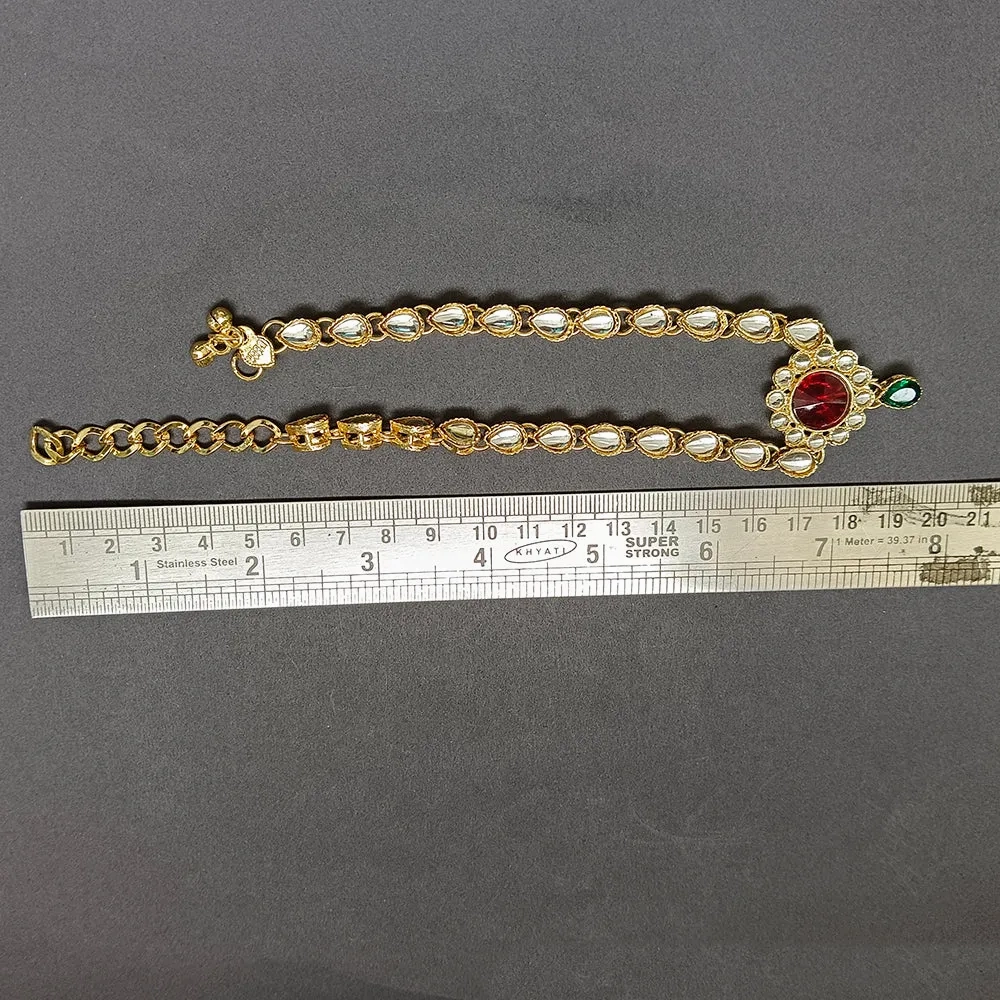 Etnico Gold Plated Kundan &amp; Stone Studded Payal/Anklets for Women &amp; Girls (A019MG)