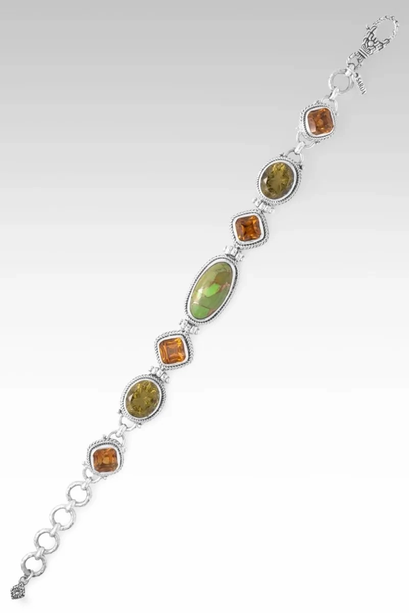 Every Fear Is Gone Bracelet? in Green Mohave Kingman Turquoise, Olive Quartz &amp; Citrine