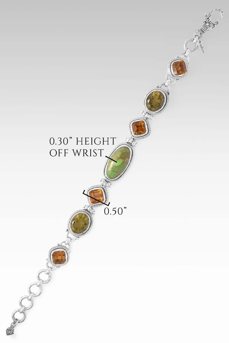 Every Fear Is Gone Bracelet? in Green Mohave Kingman Turquoise, Olive Quartz &amp; Citrine