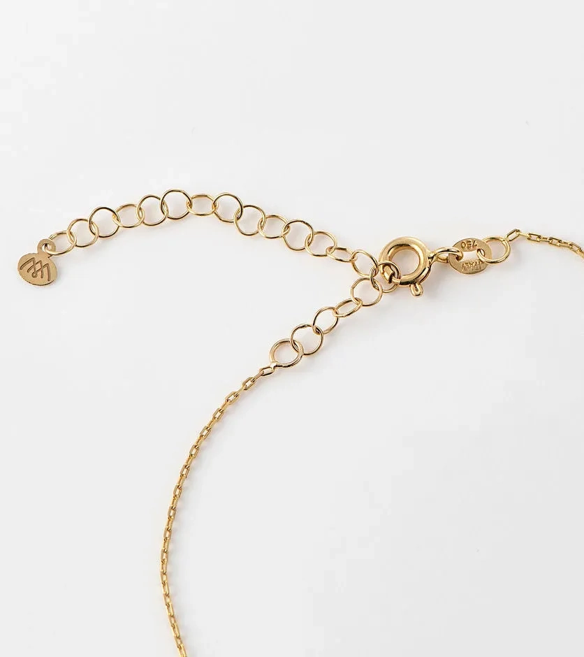 Evil Eye Petal 18K Gold Charm Necklace w. Pearl &amp; Diamonds