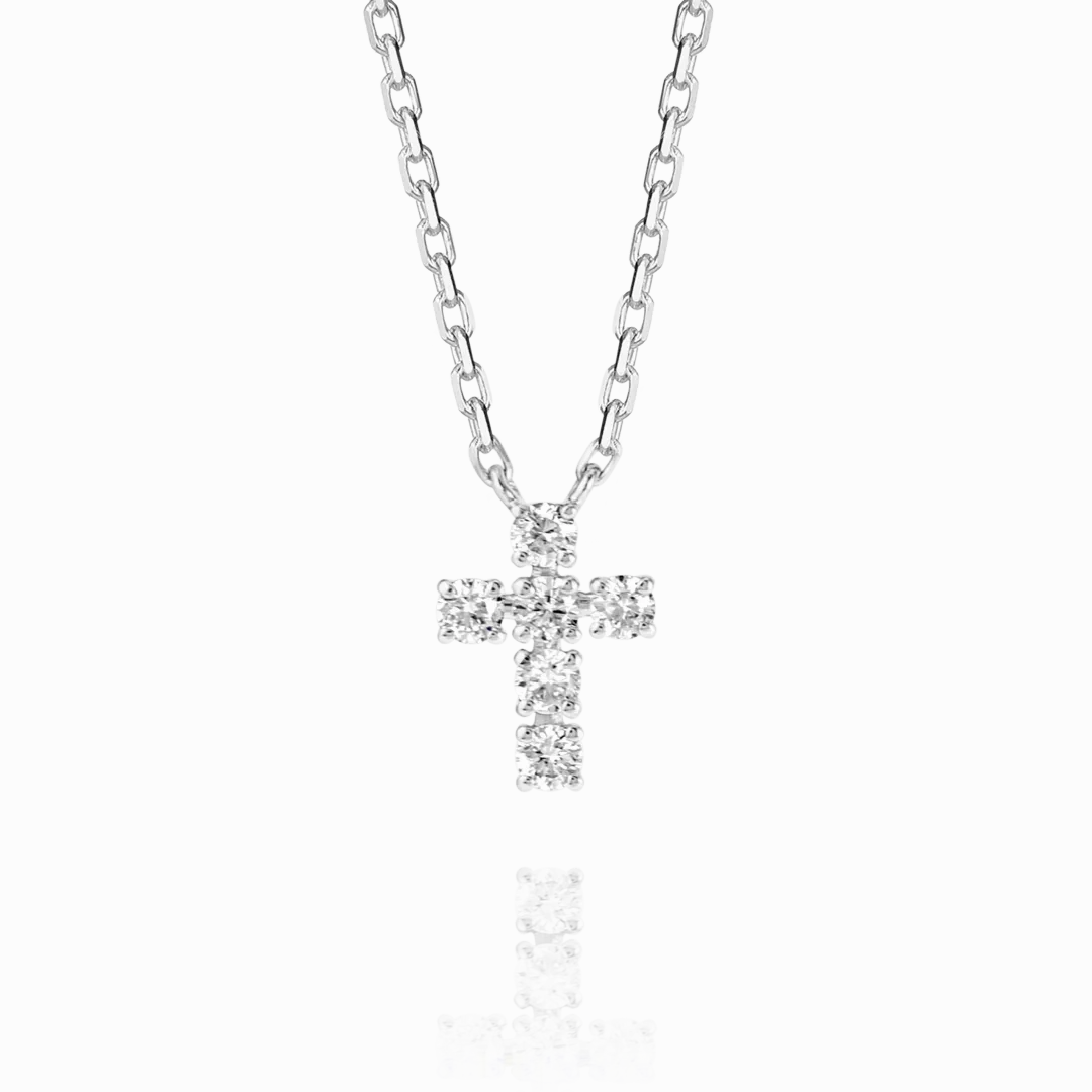 Extra Small Diamond Cross Pendant White Gold