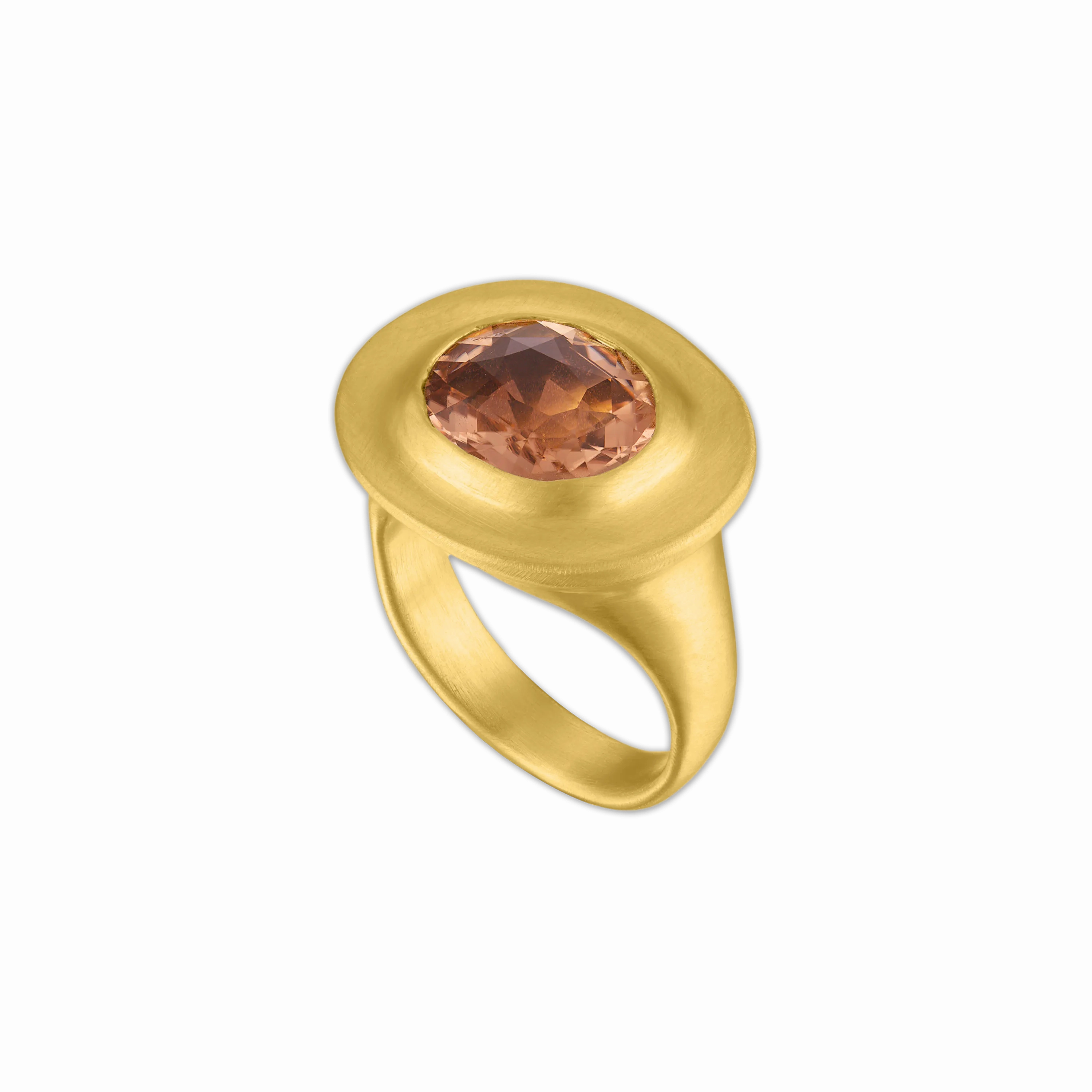 Faceted Peach Tourmaline Masona Ring