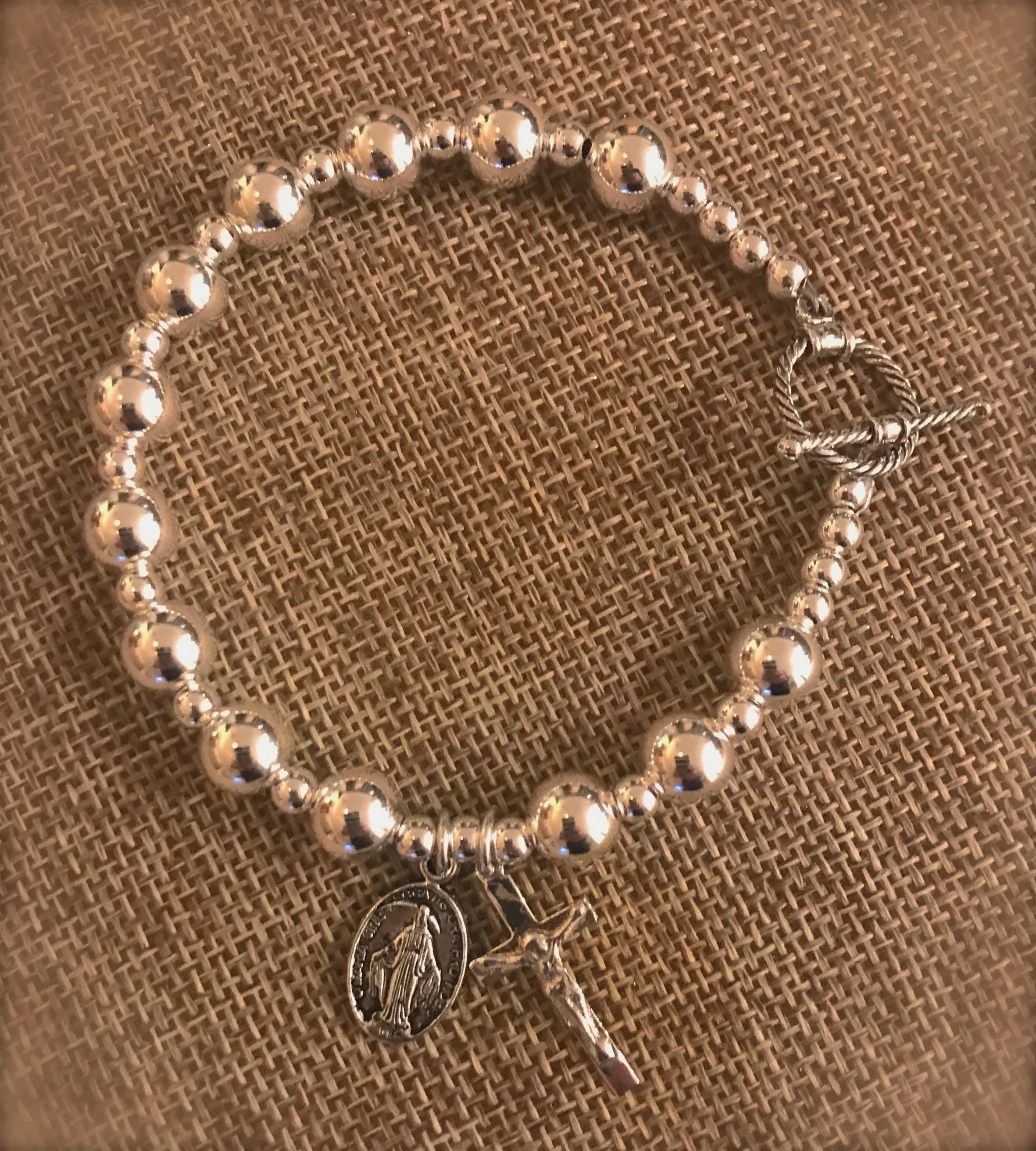 Faith &amp; Family Sterling Rosary Bracelet
