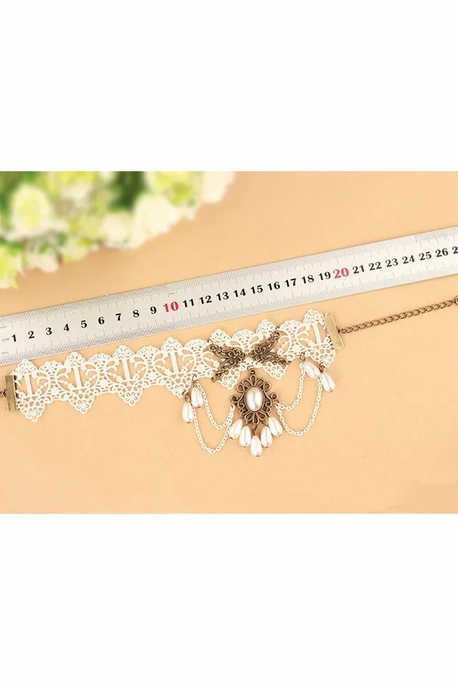 Fashion Fresh Sweet White Retro Lace Female Anklet-860339