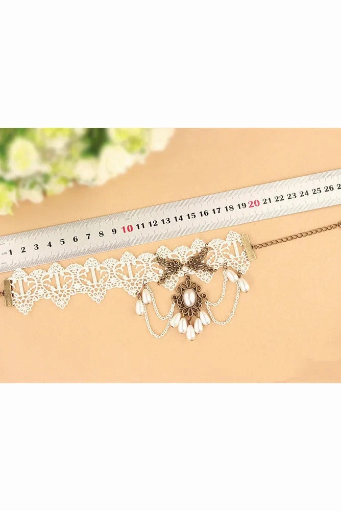 Fashion Fresh Sweet White Retro Lace Female Anklet-860339