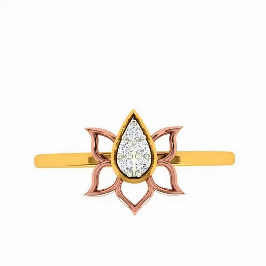 Floral Craft Petals Bloom Aesthetic 14 Kt Yellow Gold Ring