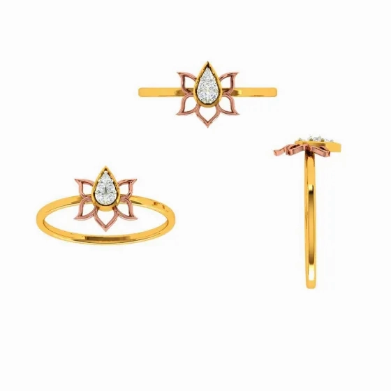 Floral Craft Petals Bloom Aesthetic 14 Kt Yellow Gold Ring