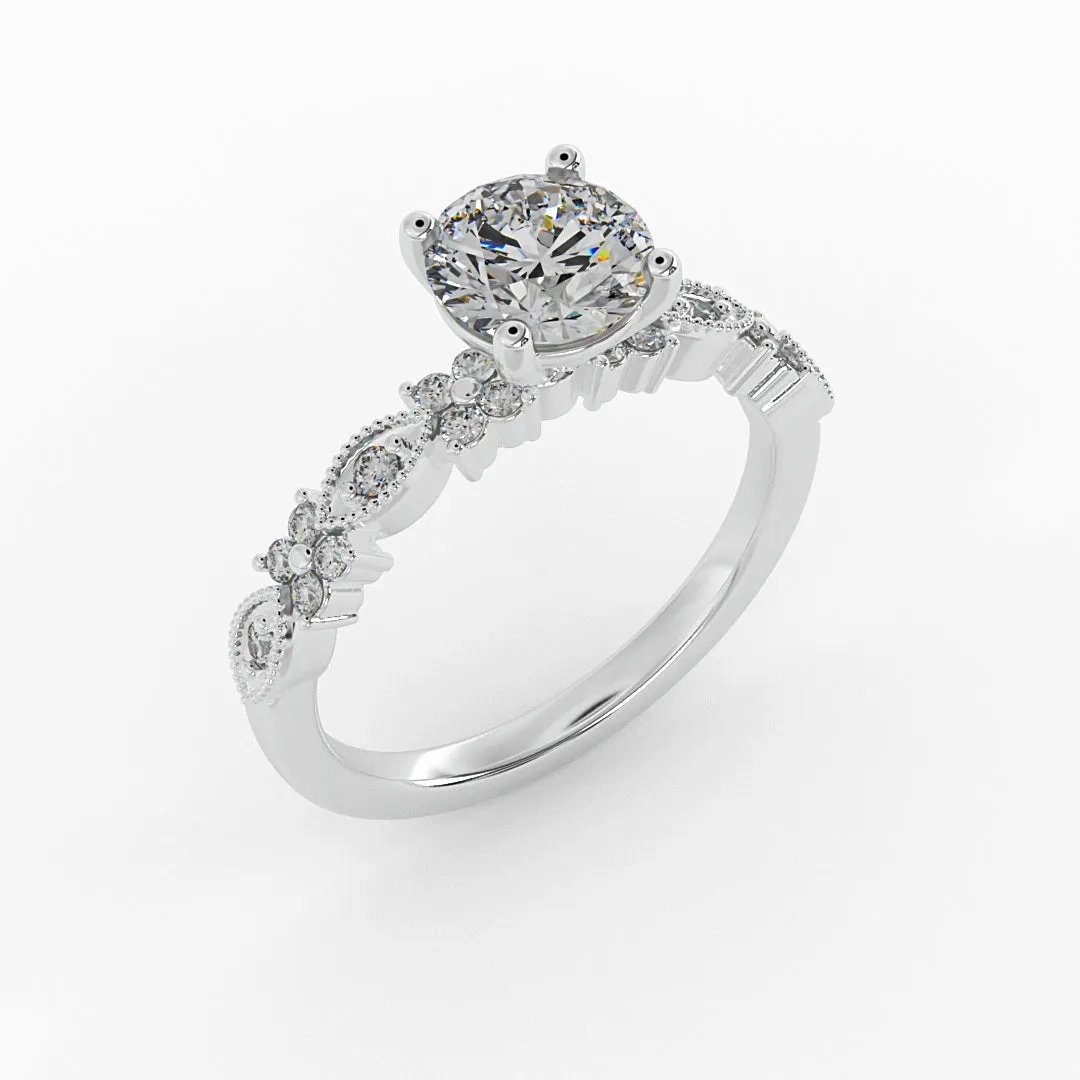 Floral Diamond Engagement Ring 1.30 ct. tw