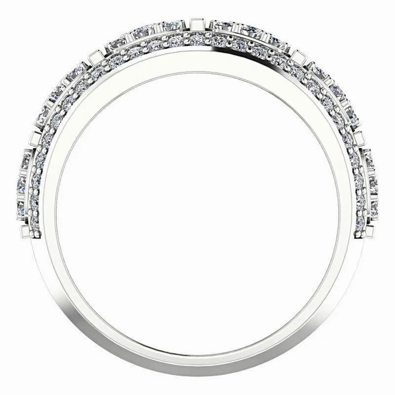 Flower Design Diamond Ring 14K White Gold