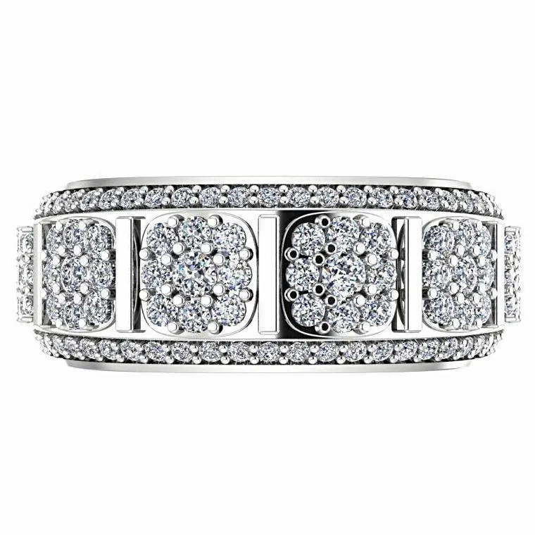 Flower Design Diamond Ring 14K White Gold