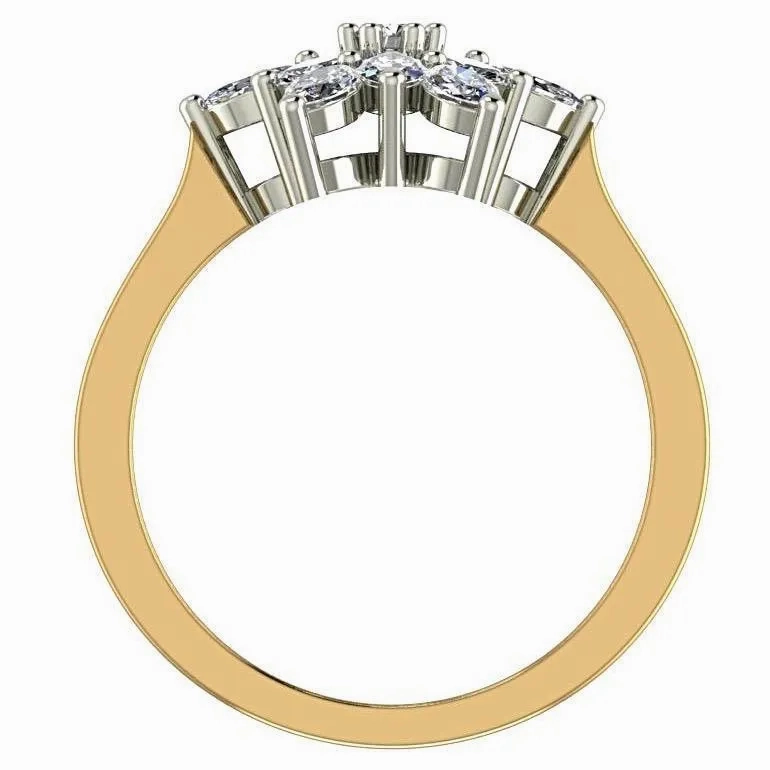 Flower Diamond Ring 18K Yellow Gold