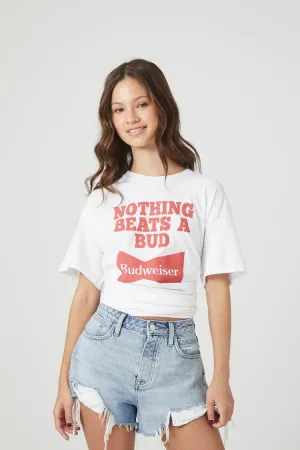 Forever 21 Damen Budweiser Graphic T-Shirt Weiß/Mehrfarbig Forever 21