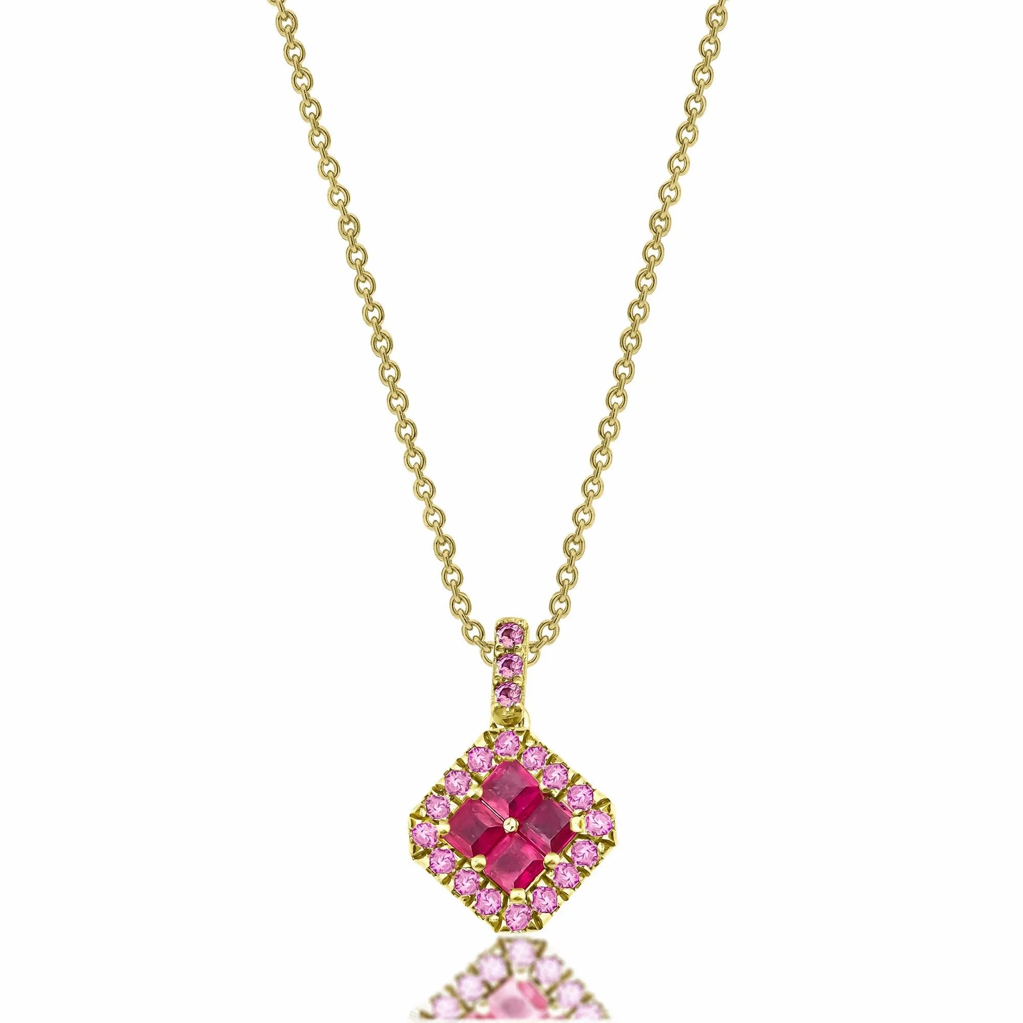 Fortuna 18K Gold Necklace w. Rubies &amp; Sapphires