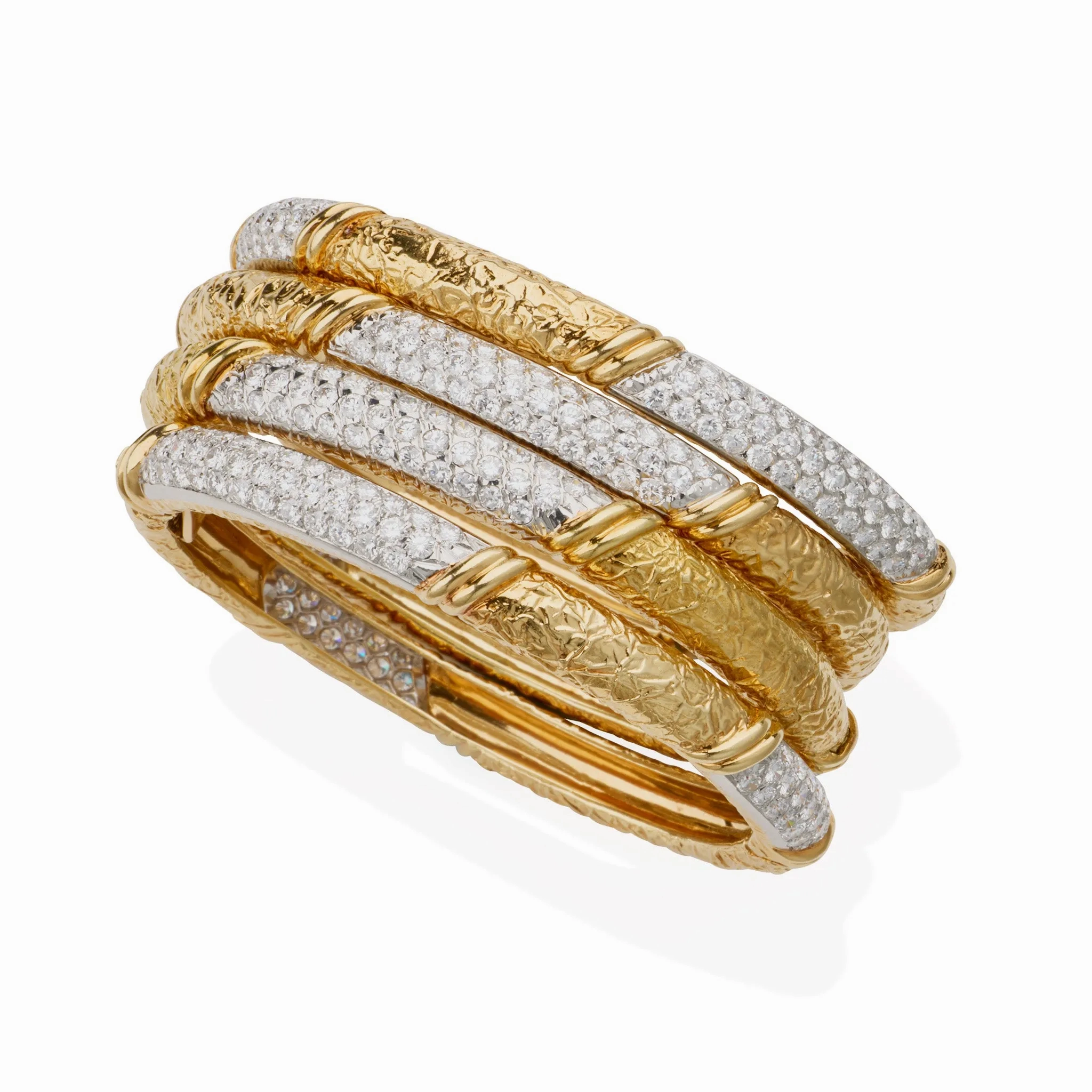 Four 1970s Van Cleef &amp; Arpels Diamond Bangle Bracelets